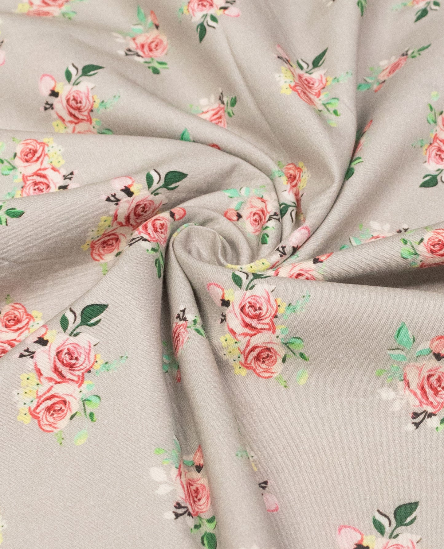 Light Grey Rose Print Rida With Smart Panel & Smart Embroidery Floral