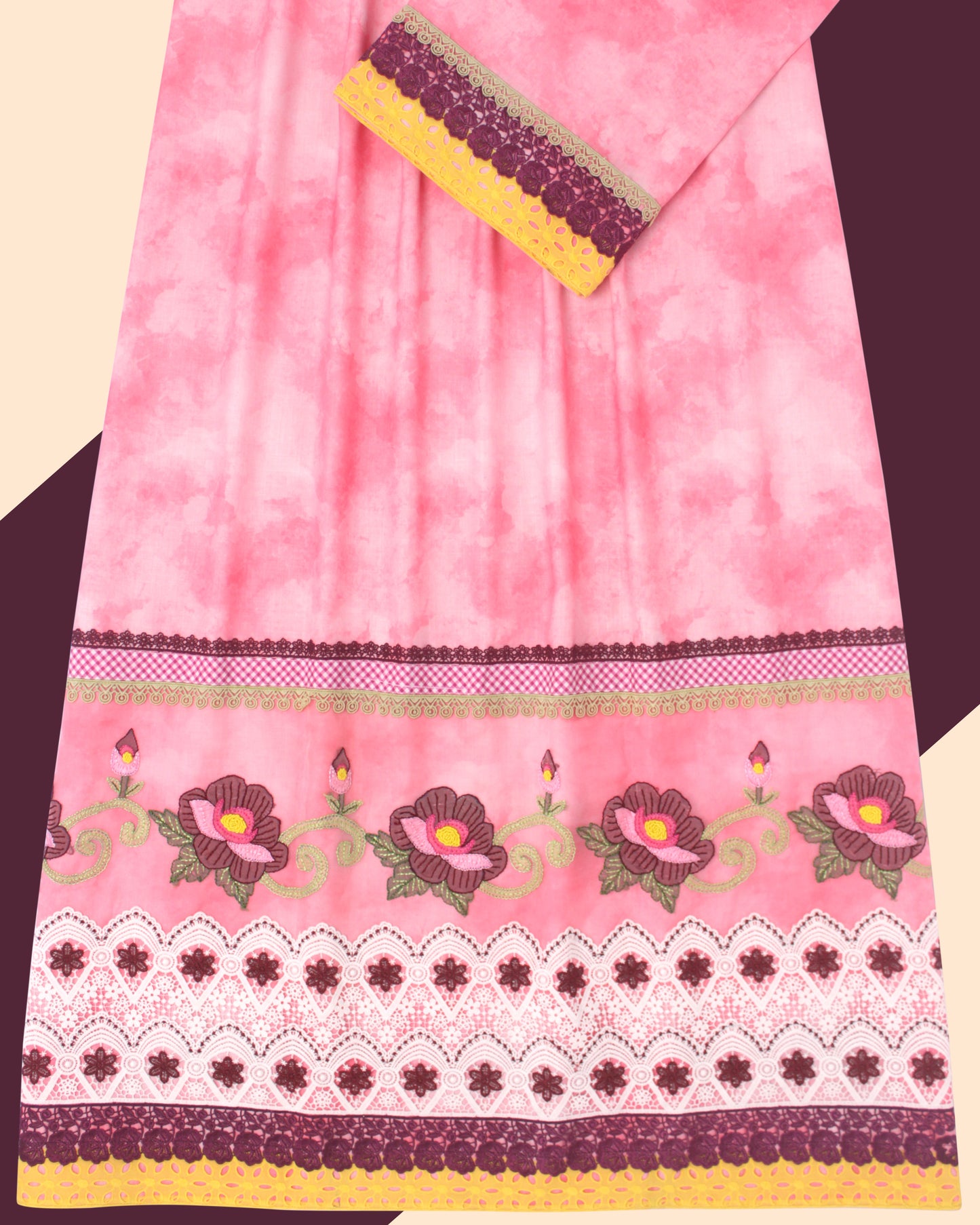 Pink Marble Rida With Smart Rida & All Over Work