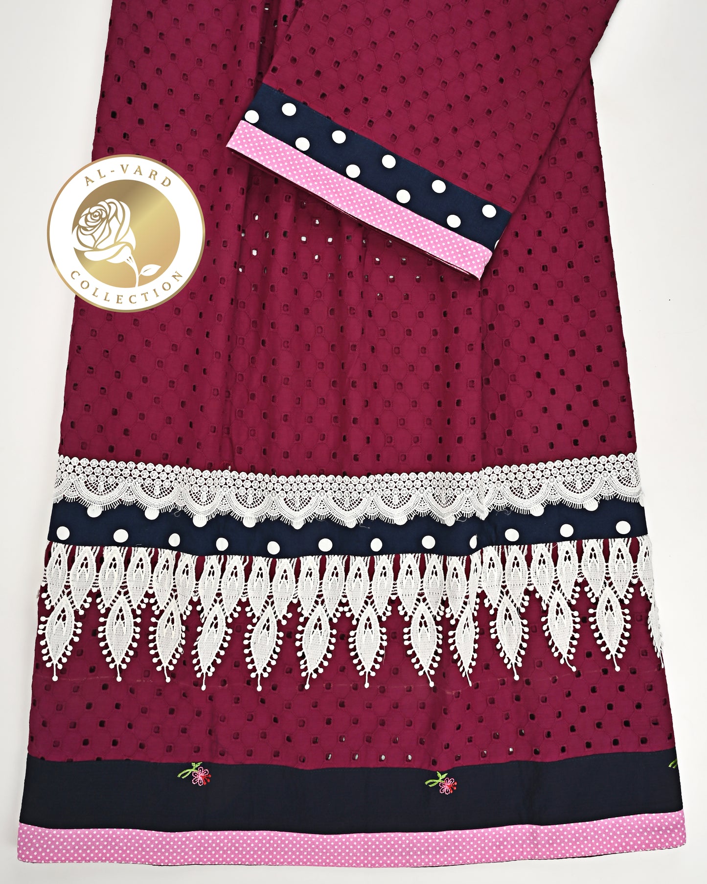 Dark Maroon Hakoba Rida With Smart Lace & Smart Look