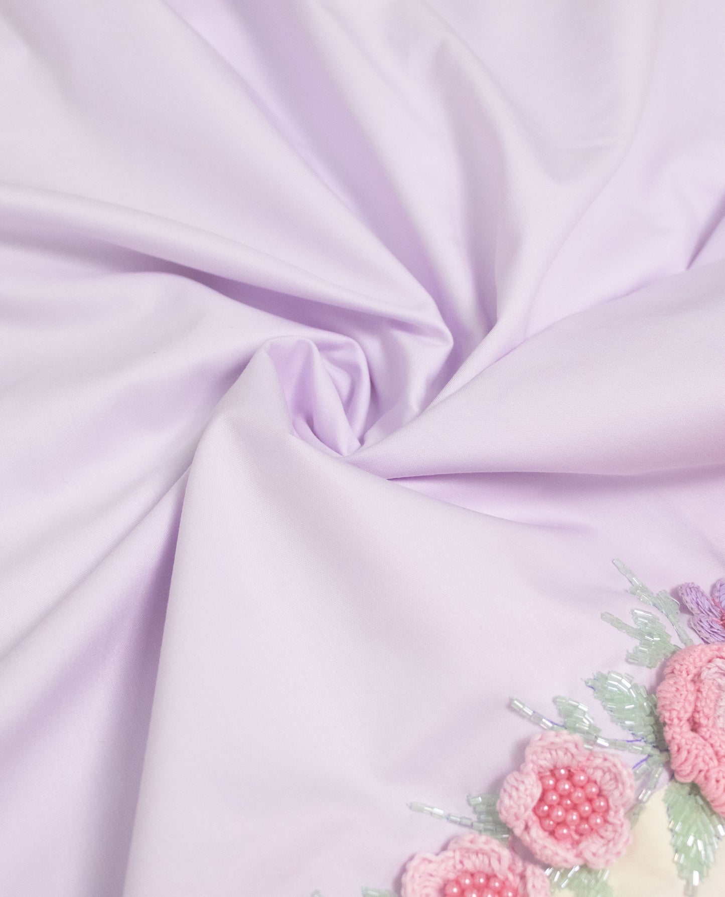 Light Purple Rida With Smart Lace Panel & Floral Beautiful Work