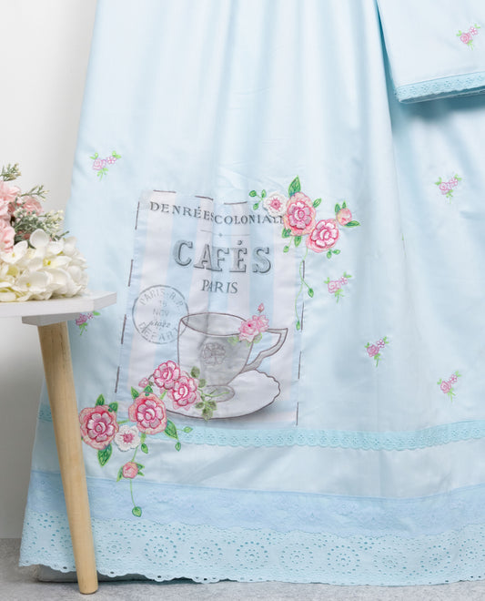 Light Blue Rida With Smart Lacing Cafes Paris Patch & Floral Work