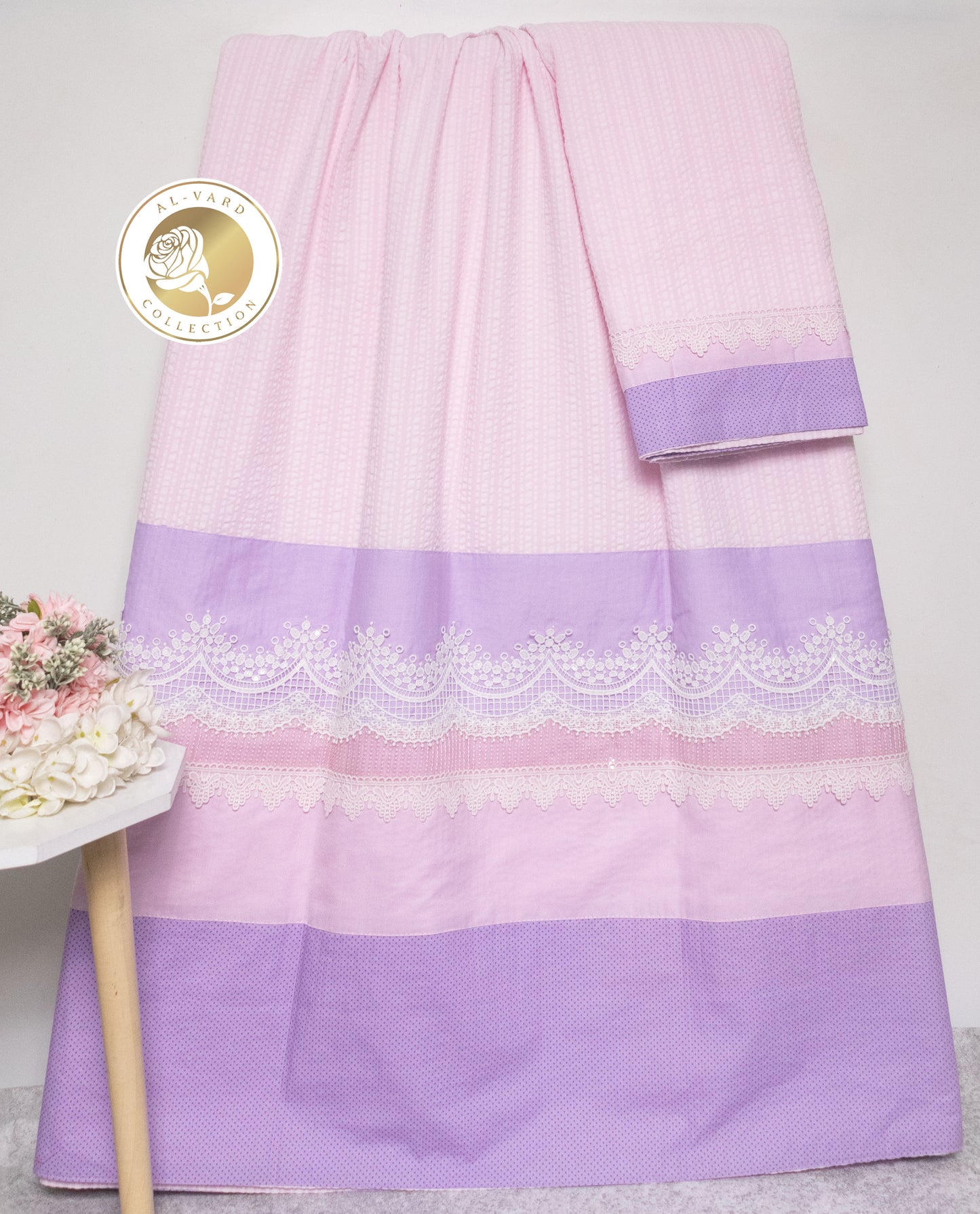 Baby Pink Popcorn Rida With Smart Panel & Lace