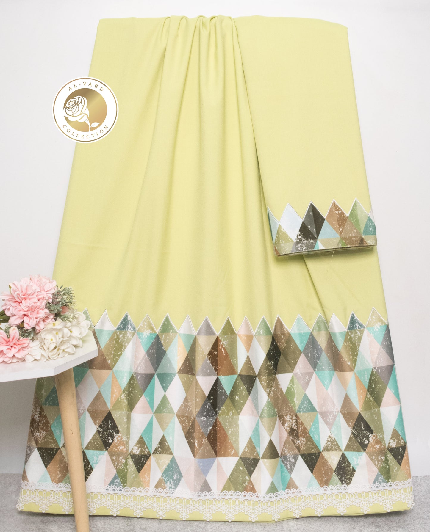 Light Green Rida WIth Smart Design Panel & Embroidery Border