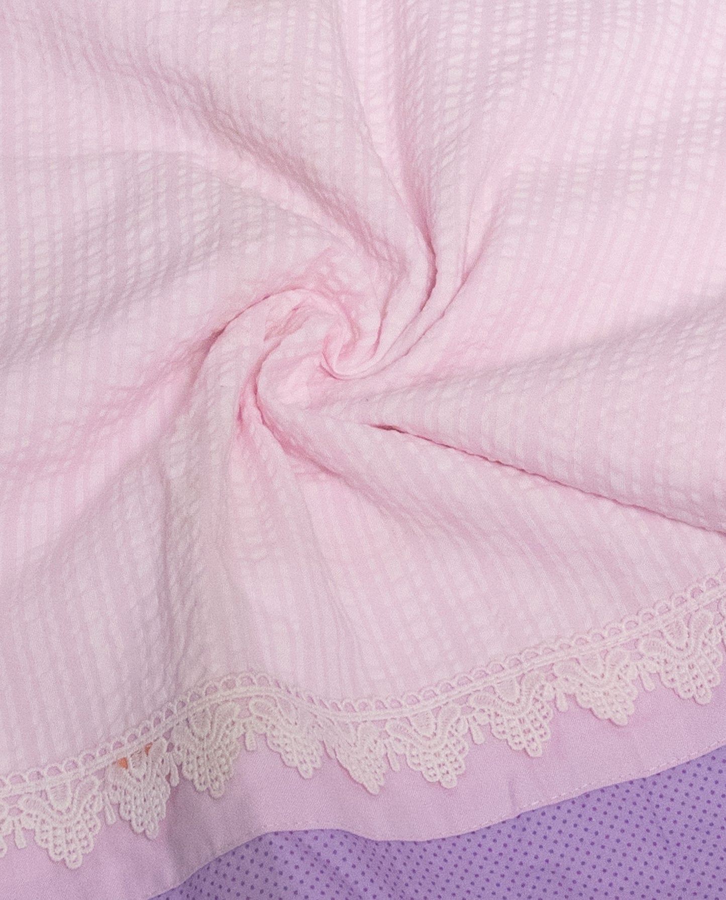 Baby Pink Popcorn Rida With Smart Panel & Lace
