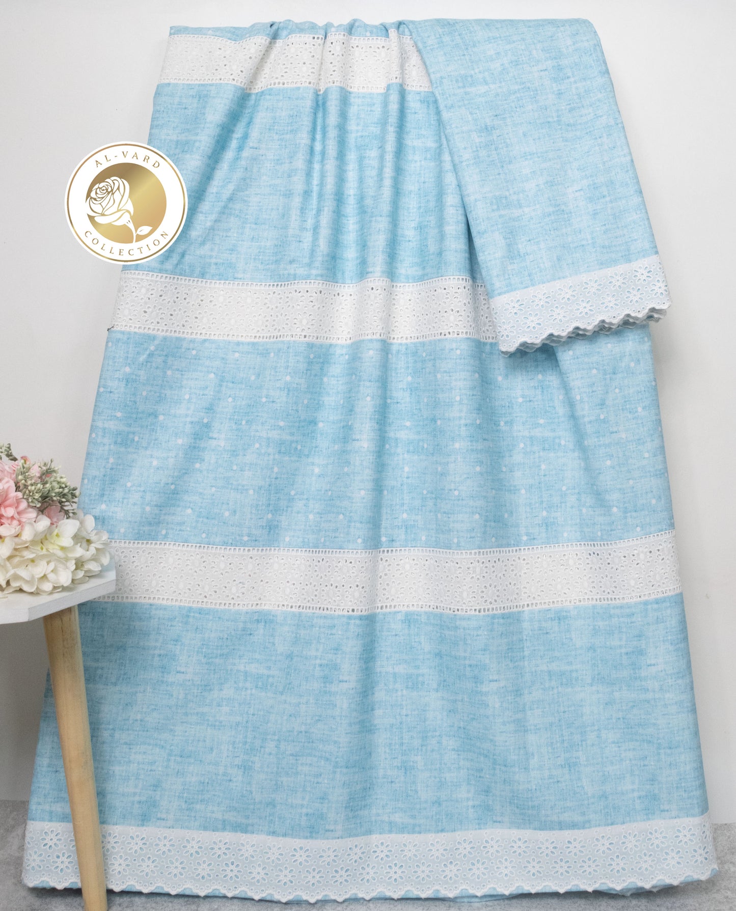 Blue Shaded Rida With Smart Lace & Smart Pattern