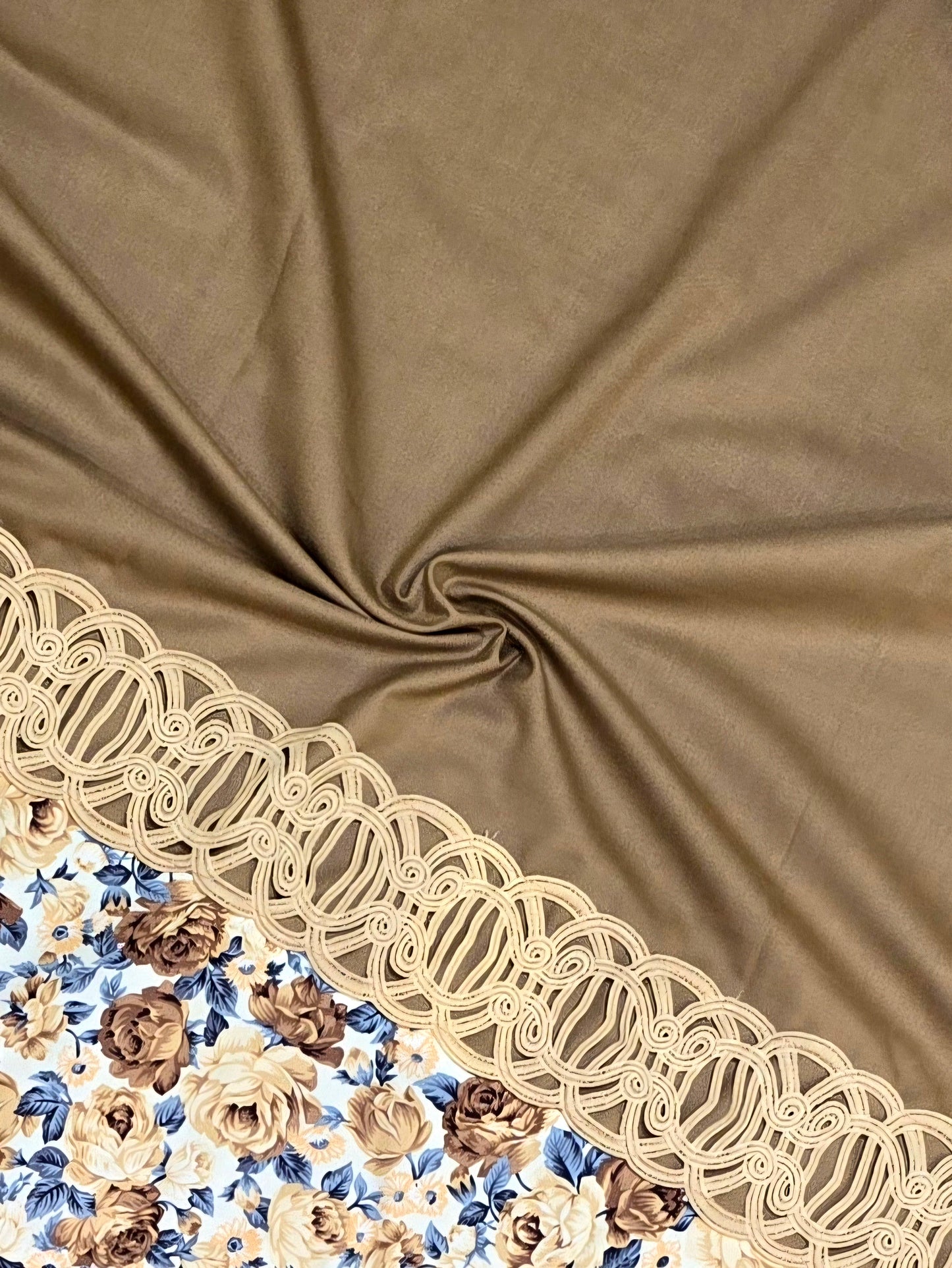 Coffee Brown Rida With Smart Floral Panel & Floral Embroidery Work