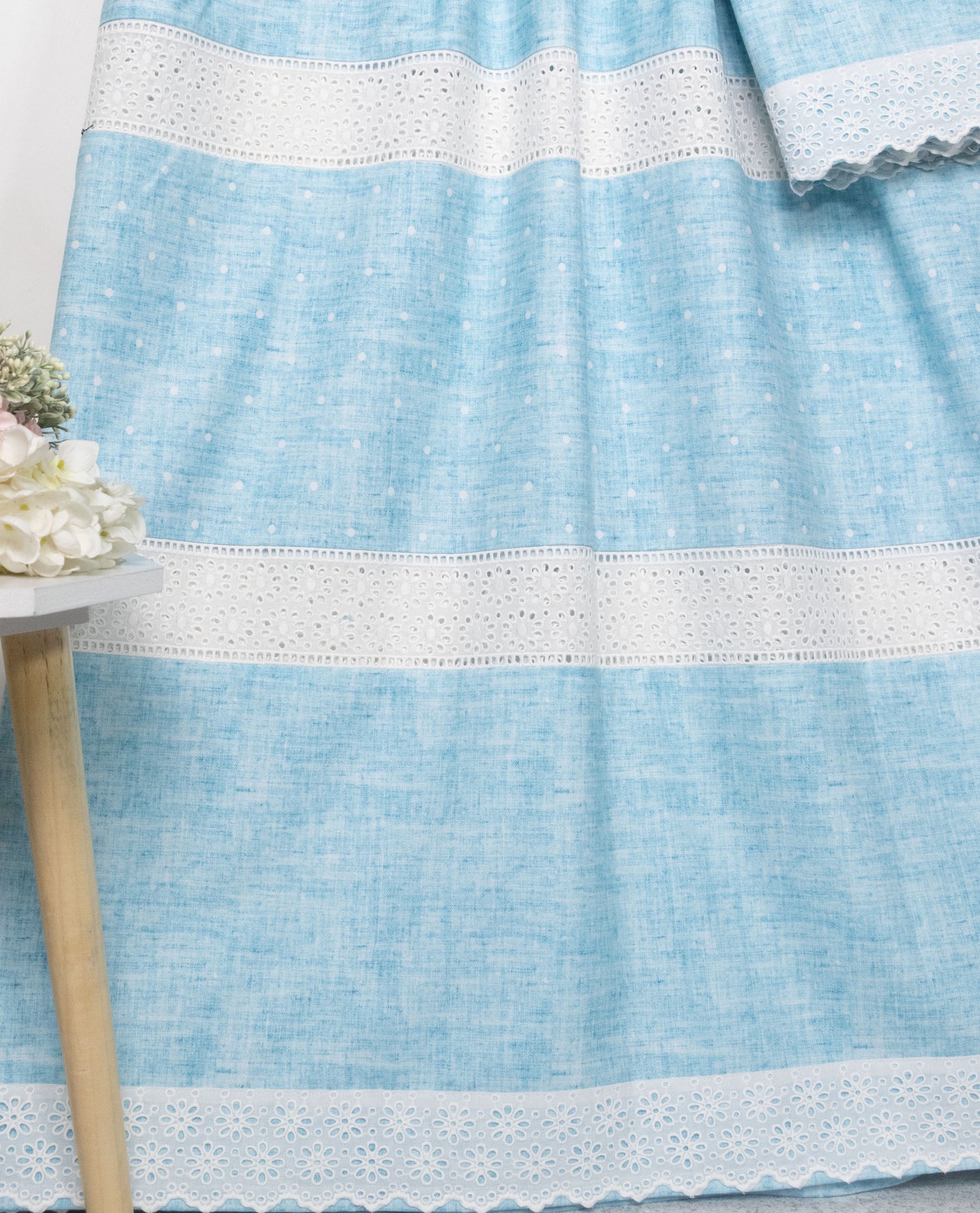 Blue Shaded Rida With Smart Lace & Smart Pattern