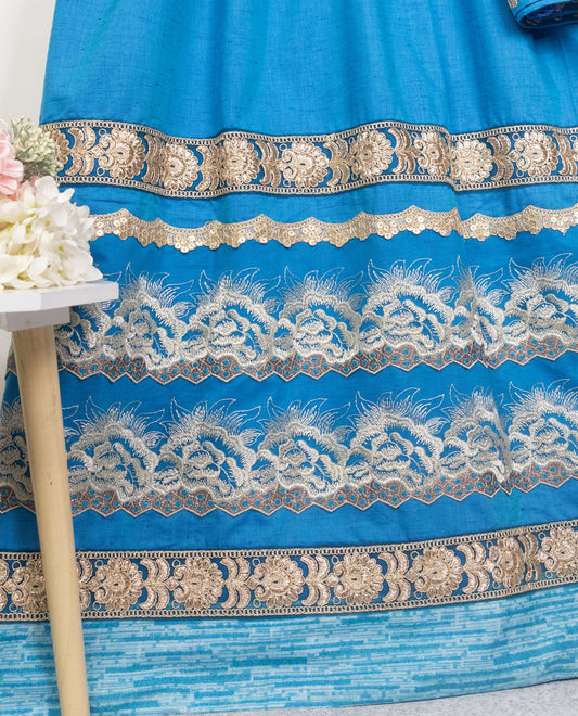 Turquoise Blue Rida With Beautiful & Heavy Lacing