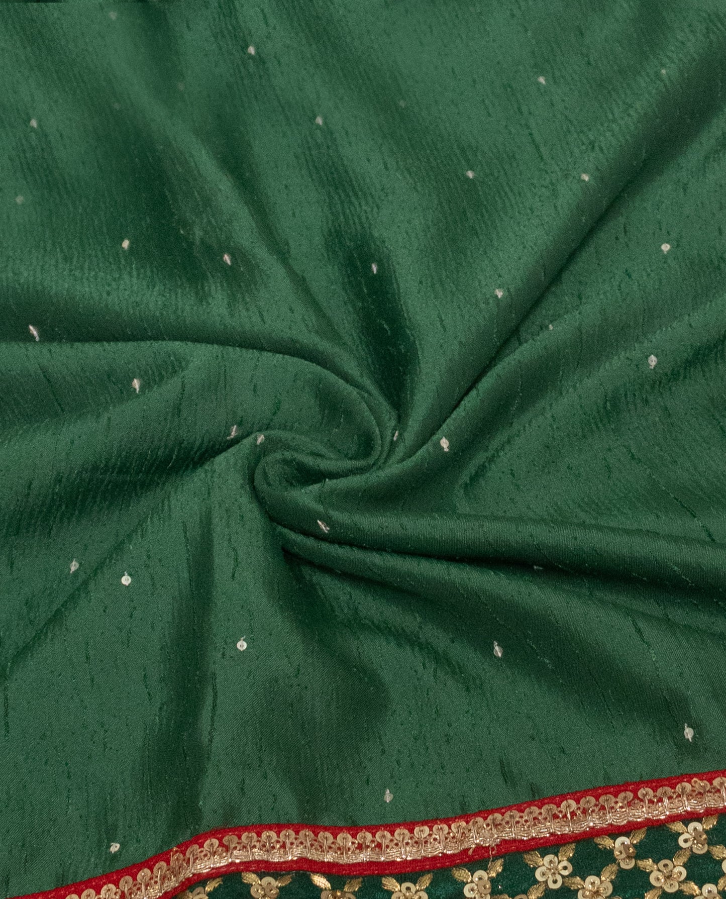 Dark Green Rida With Heavy Look Panel Lace & Floral Design Aari Work Roses