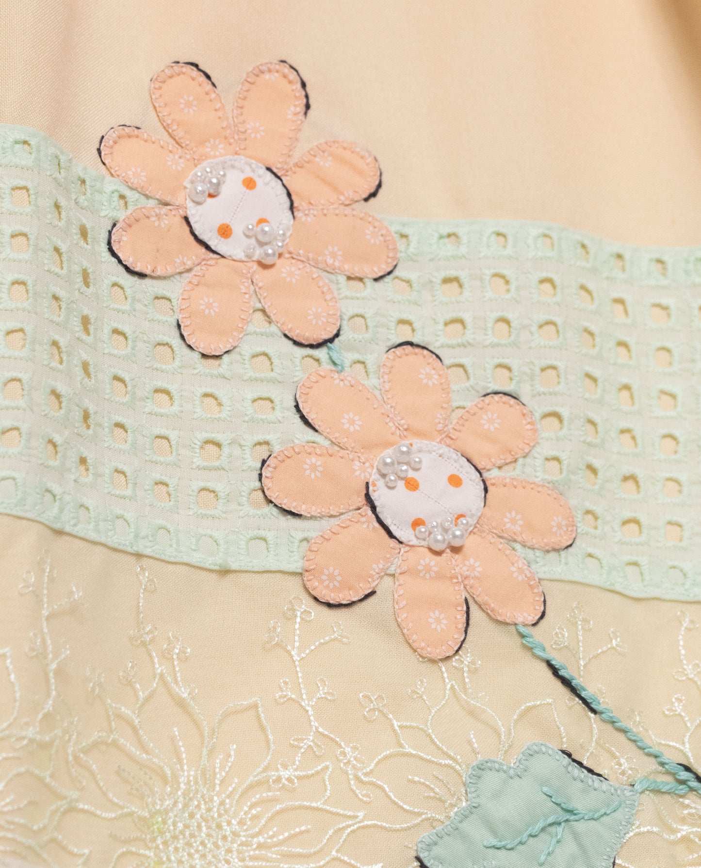 Mango Yellow Rida With Smart Floral Work & Hakoba Panel