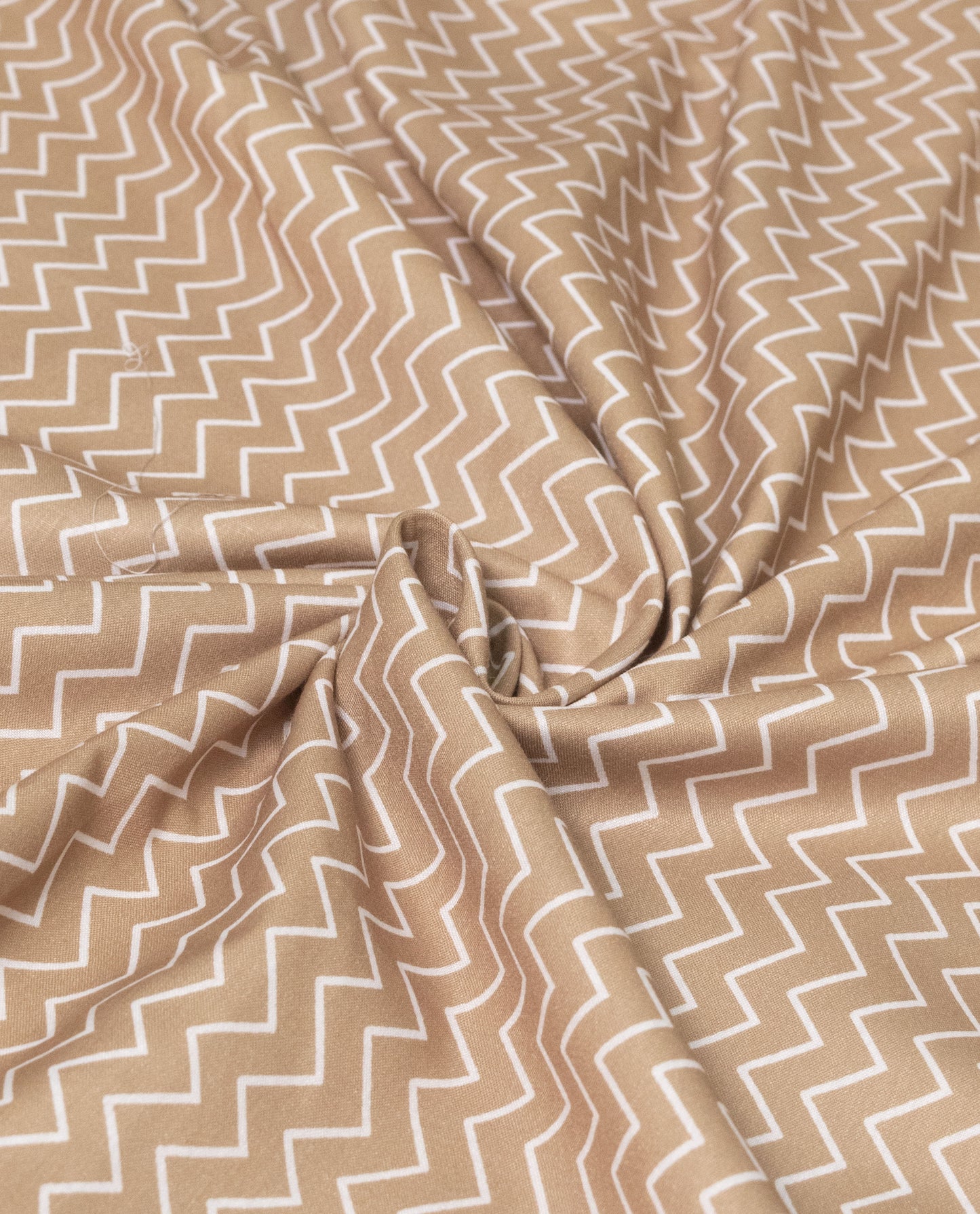 Beige White Chevron Rida With Smart Floral Patch Work & Lace