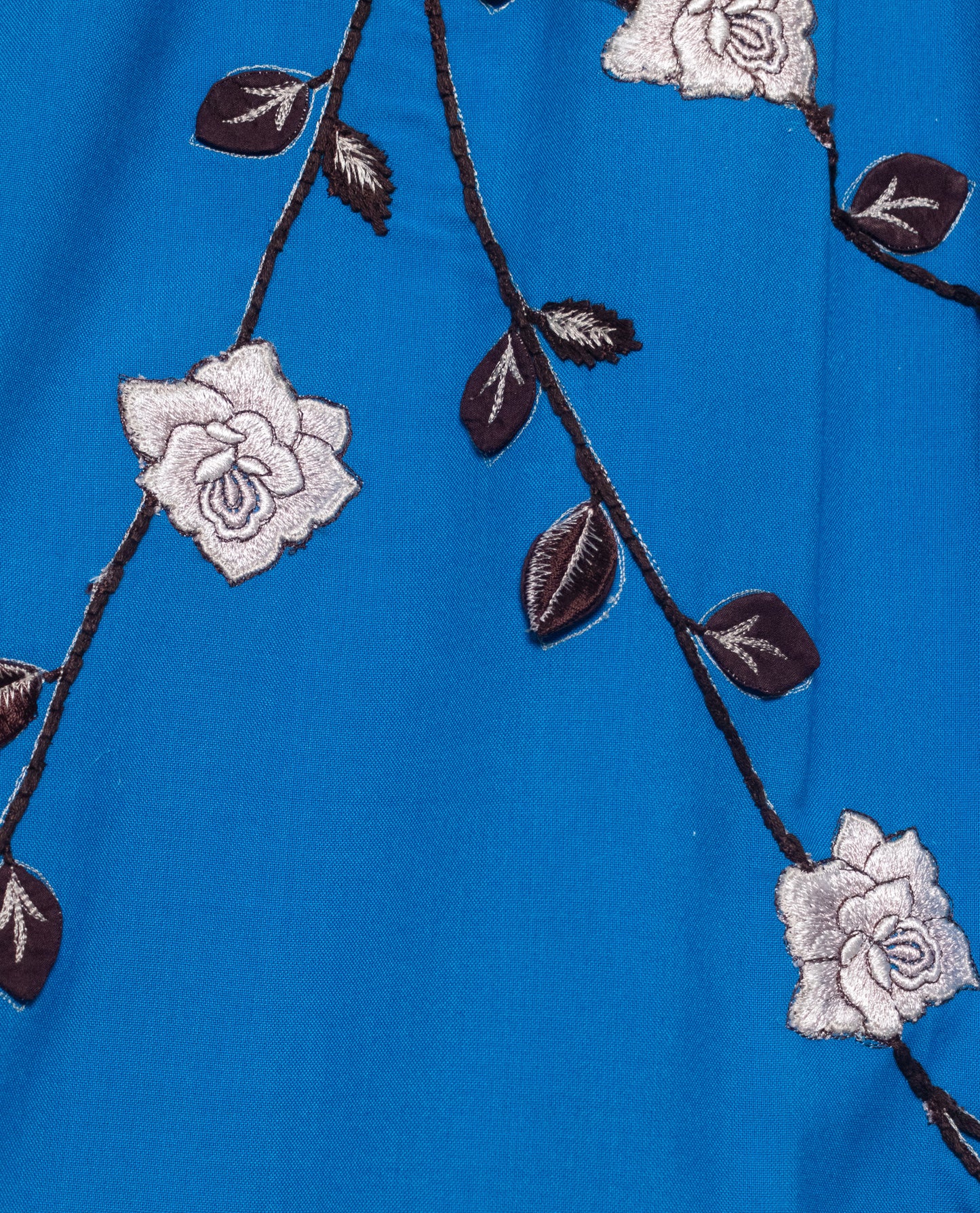 Royal Blue Rida With Dark Printed Panel & Floral Work