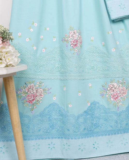 Light Aqua Rida With Smart Floral Painting & Same Color Lacing