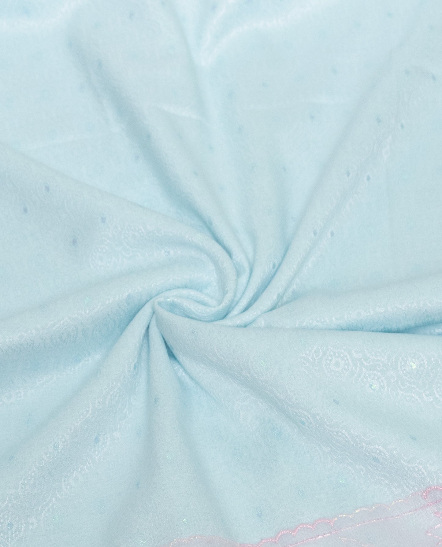 Light Blue Self Print Rida With Smart Panel & Sequence Lace