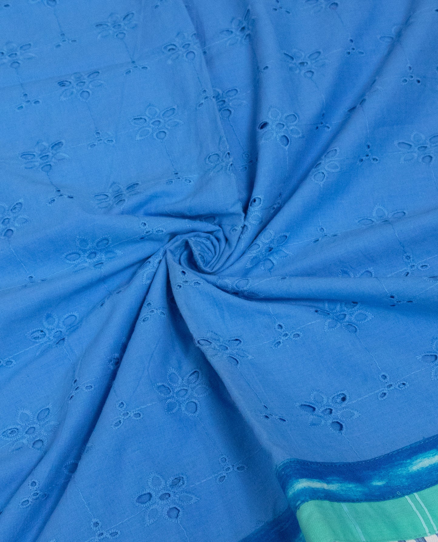 Sky Blue Hakoba Rida With Smart Panel Lace & Work