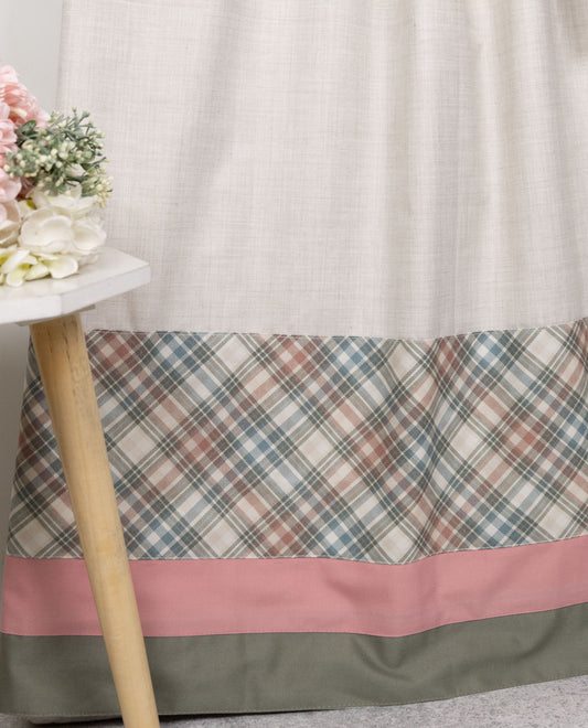 Off White Rida With Multi Checks & Plain Panel