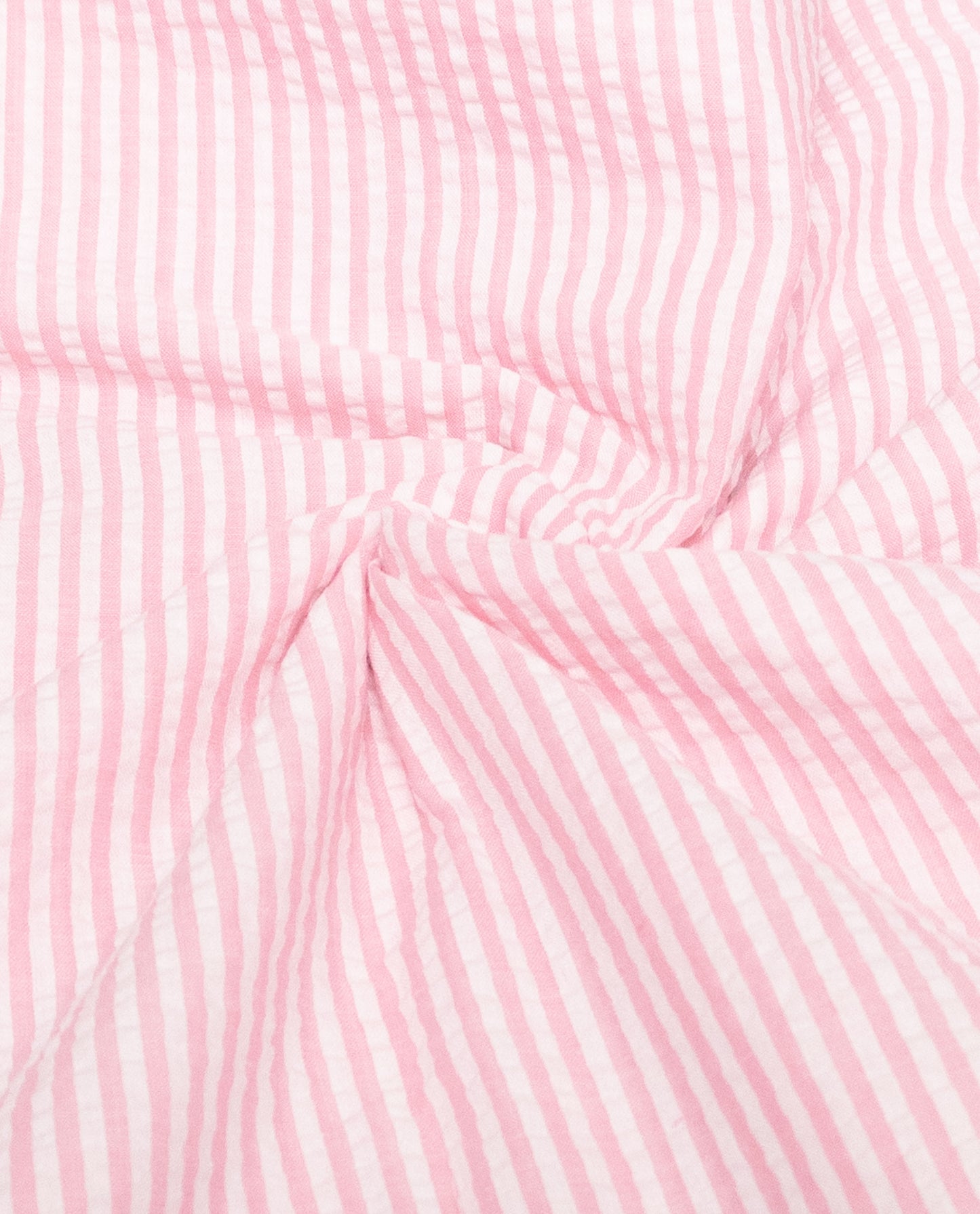 White & Pink Stripes Popcorn Rida With Floral Panel & Floral Aari Work