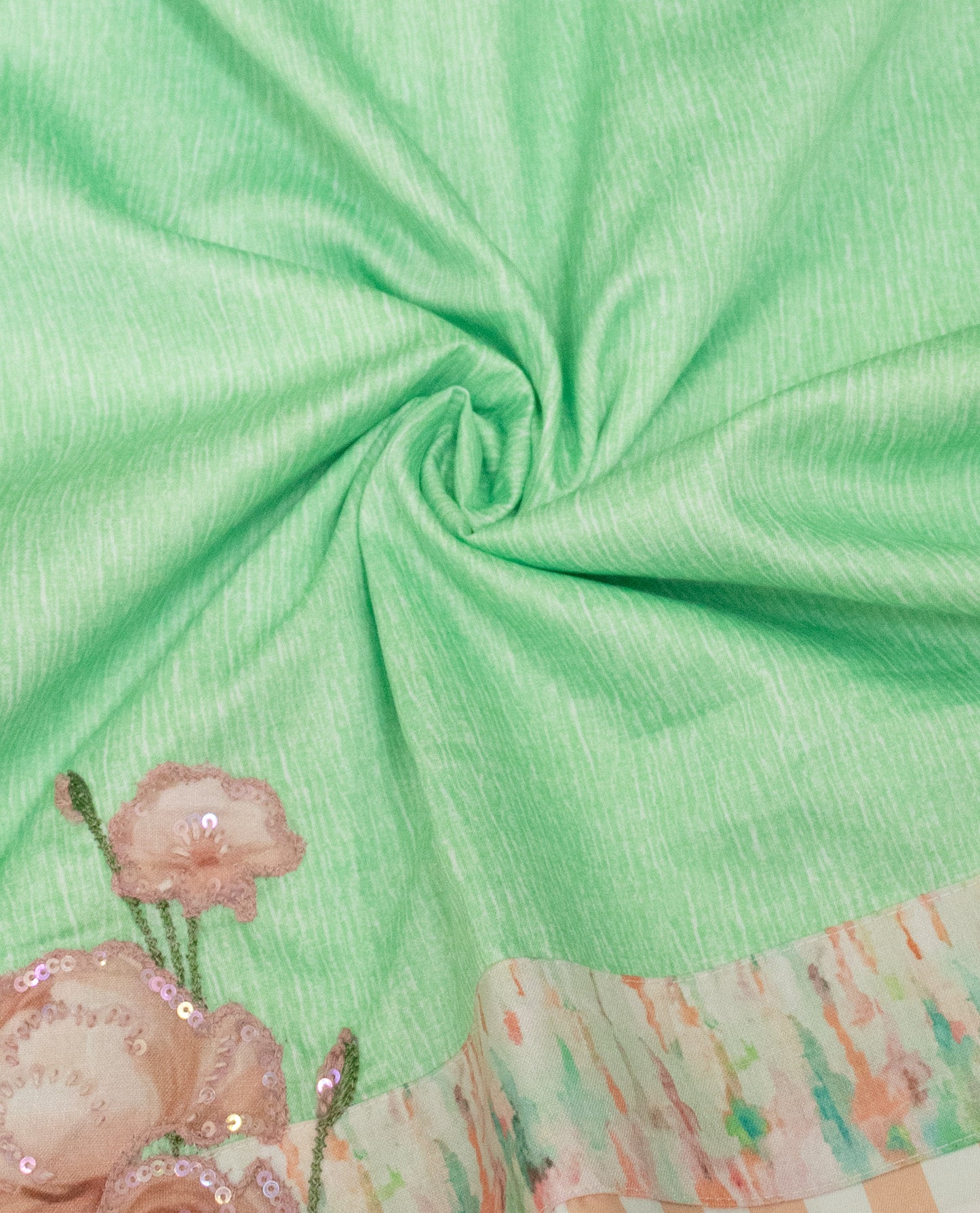 Green Rida With Smart Multi Panel & Rose Work
