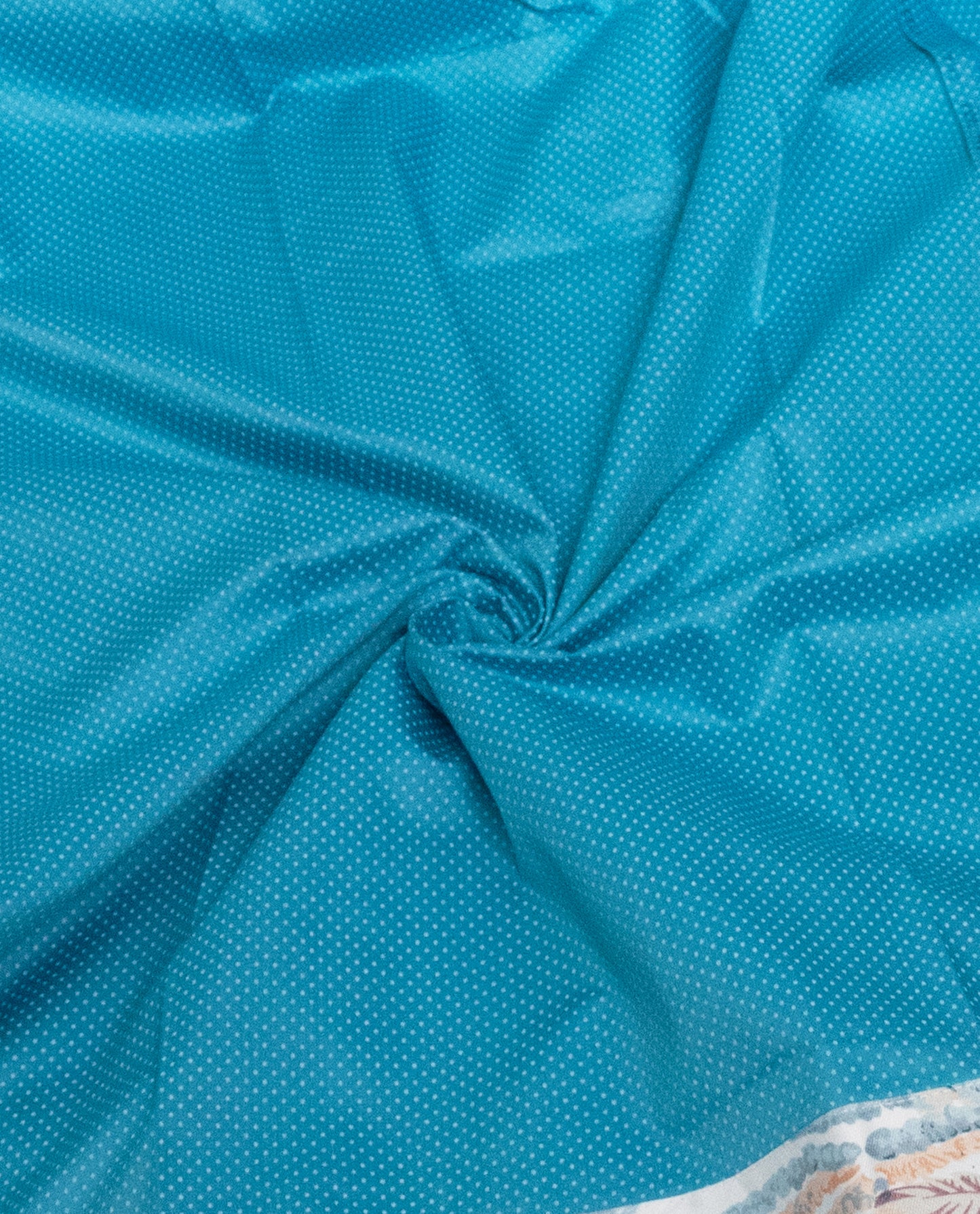 Turquoise Blue Rida With Smart Floral Print & Smart Lace