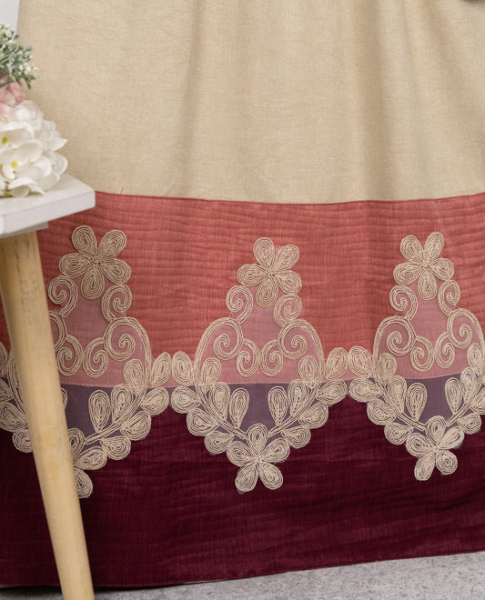 Beige Rida With Smart Dark Light Panel & Imported Lace