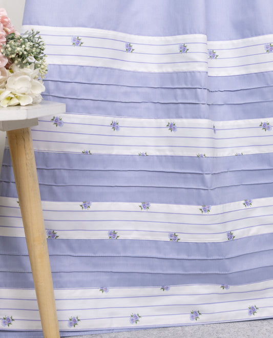 Periwinkle Blue Rida With Smart Floral Belt Pattern & Smart Pintex