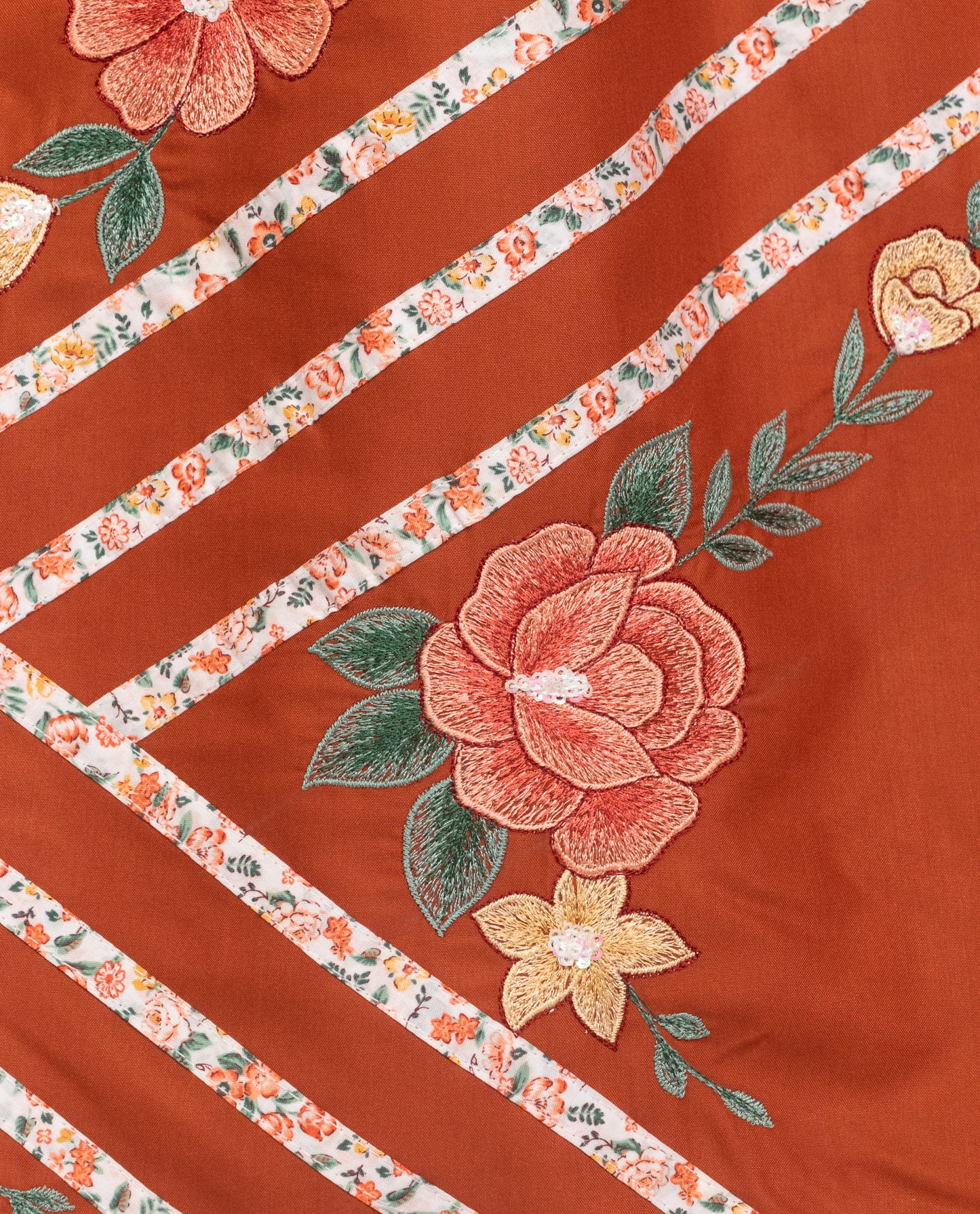 Orange Rida With Smart Fancy Pattern & Embroidery Floral Work