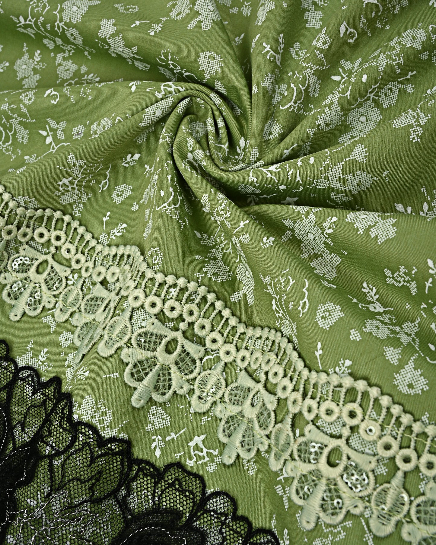 Dark Green Self Print Rida With Smart Dark Lacing