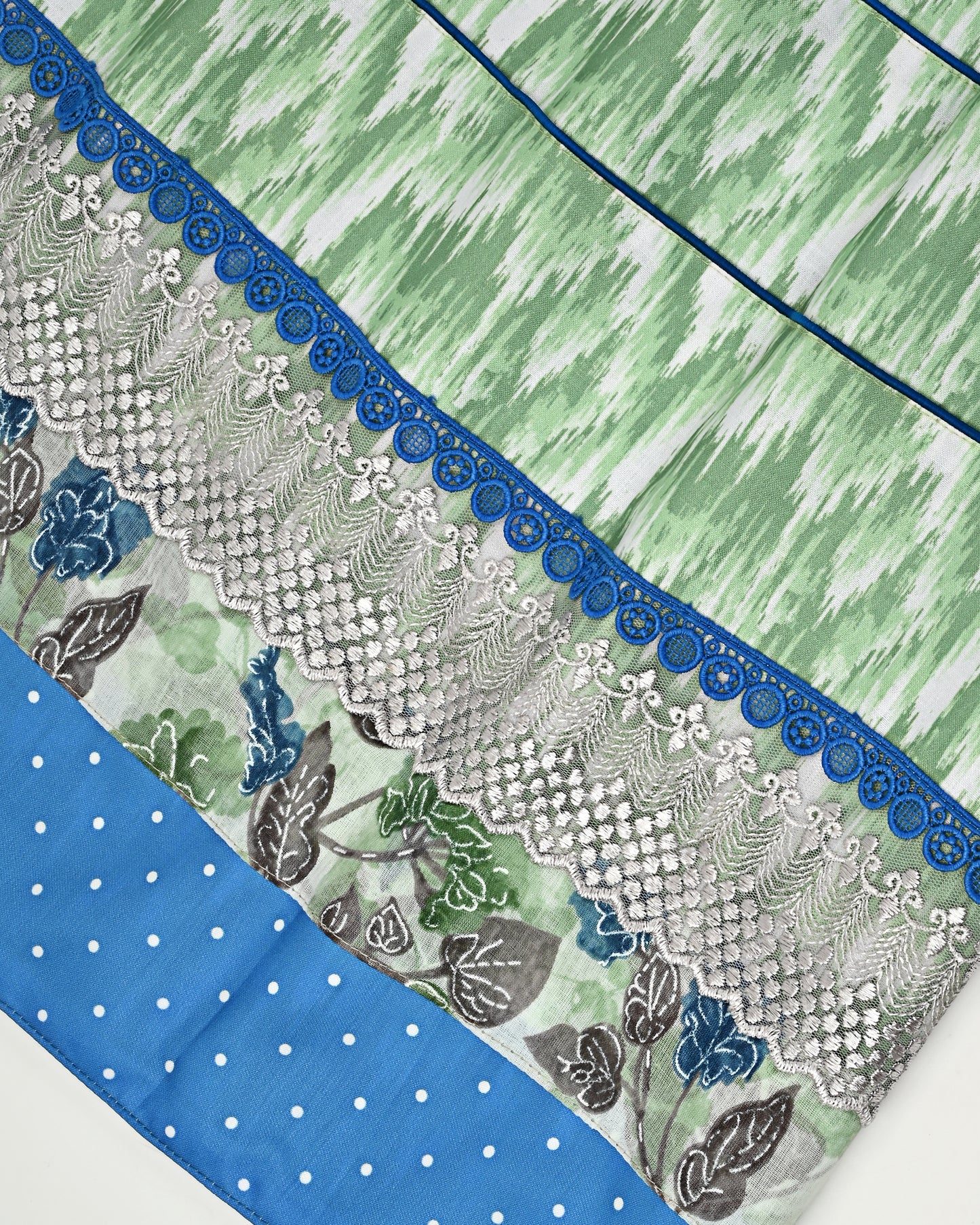 Dark Green Printed Batik Jodi With Floral Print Dupatta
