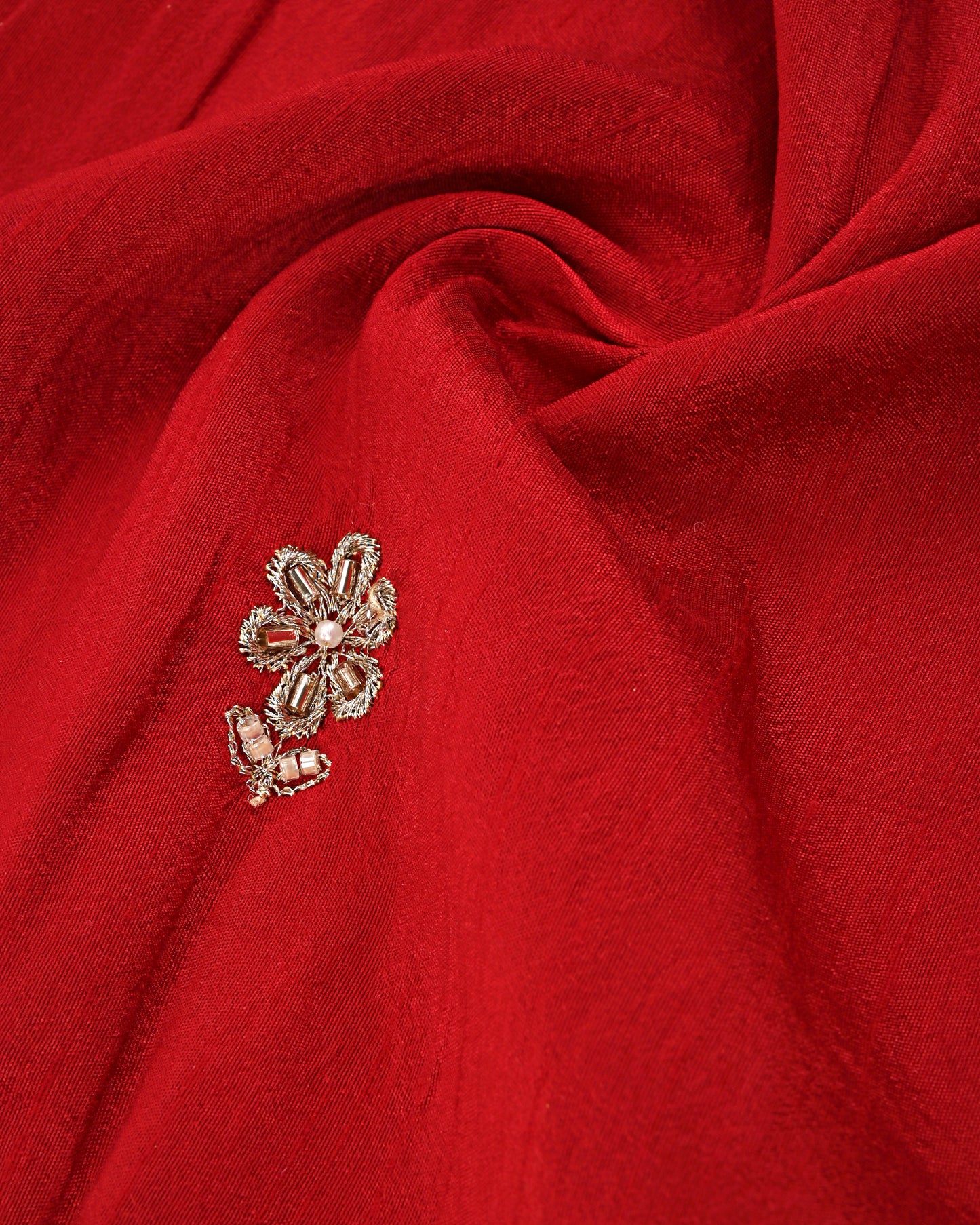 Red RCJ With Heavy Golden Work With Dupatta With Golden Lace