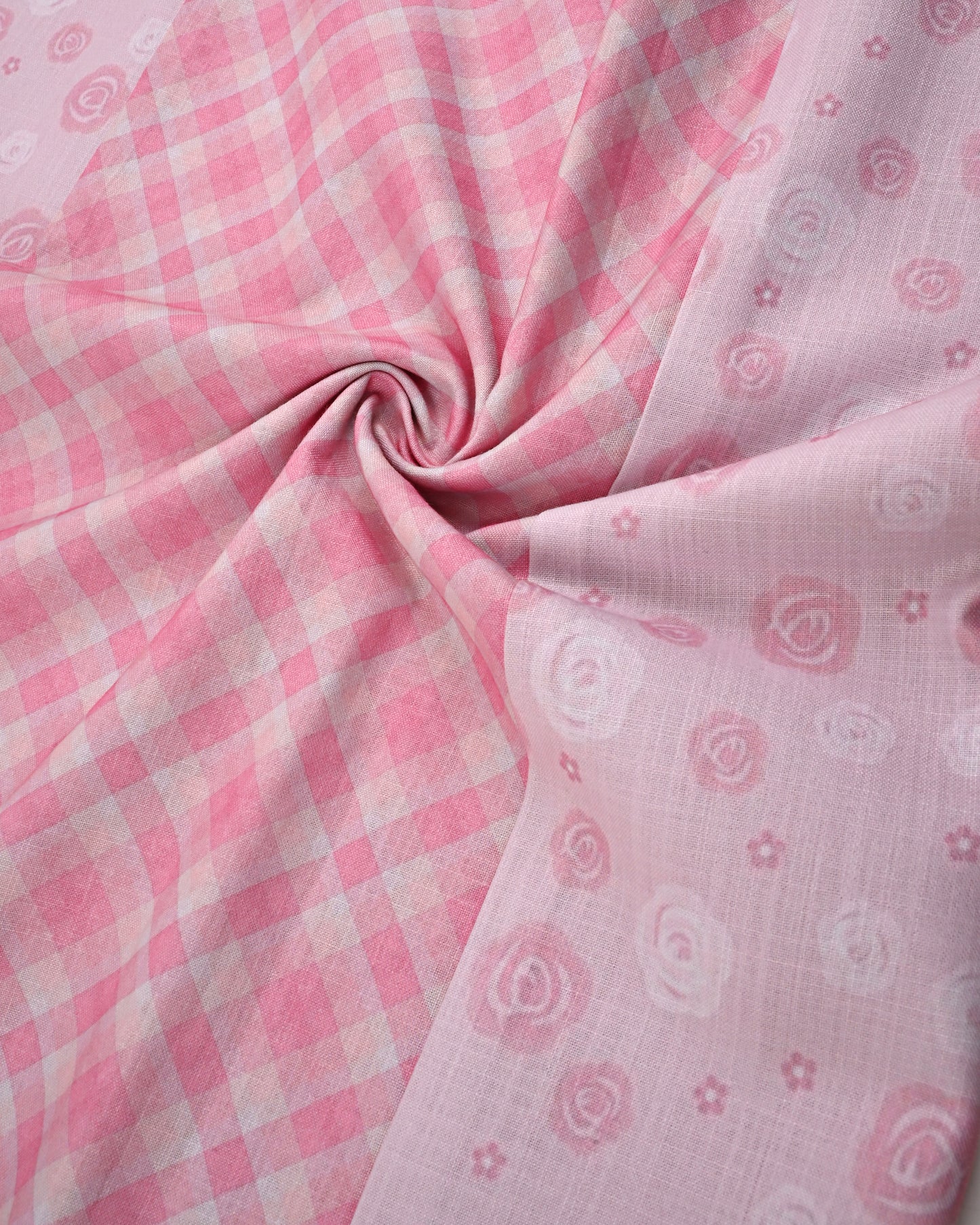Onion Pink Rida With Smart Pattern & Rose Work