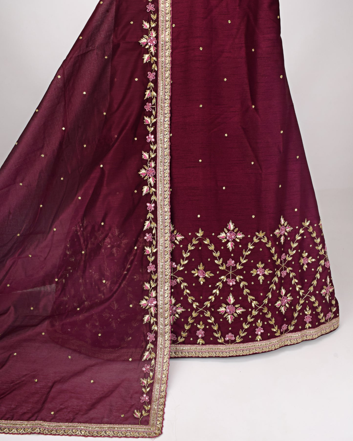 Falsa Bridal Jodi With Heavy Aari Work & Matching Dupatta