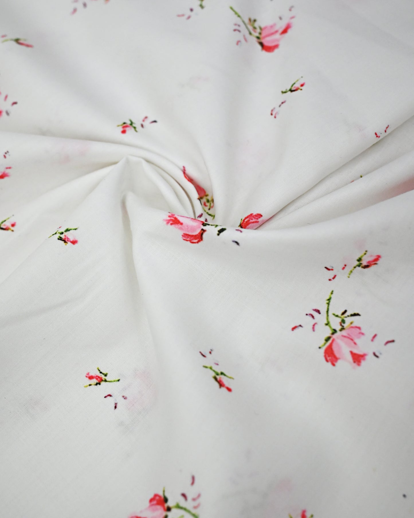 White Base Floral Printed Rida With Smart Same Panel & Lacing