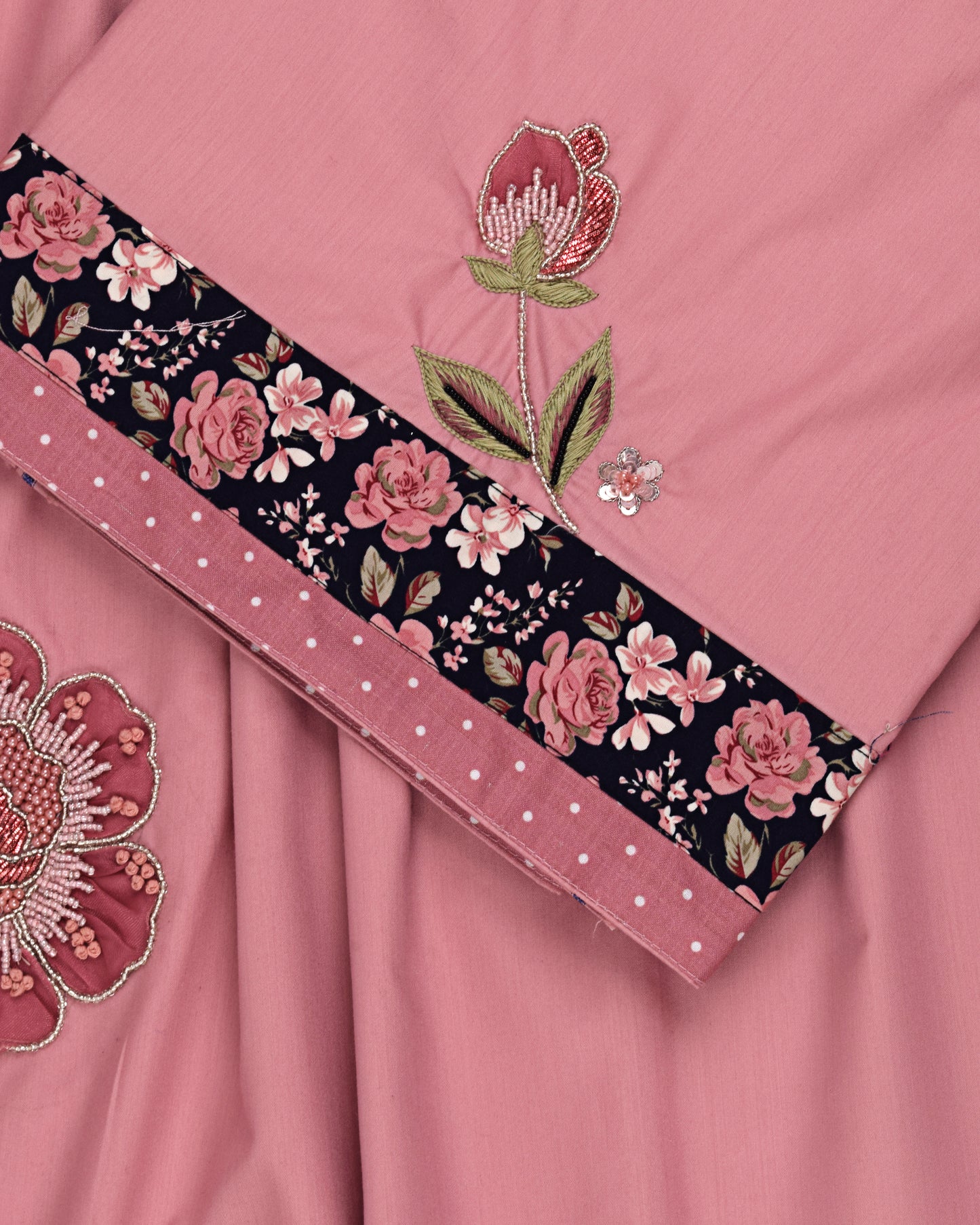 Rose Pink Rida Floral Panel WIth Smart Aari Work
