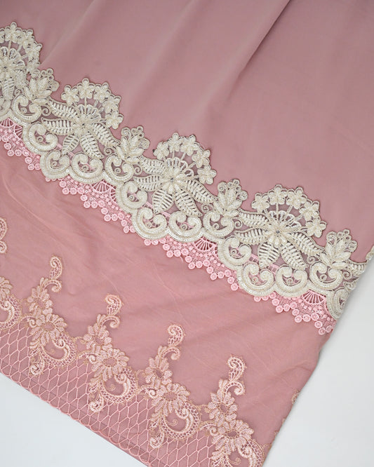 Dusty Rose Abaya Rida With Smart Floral Lacing