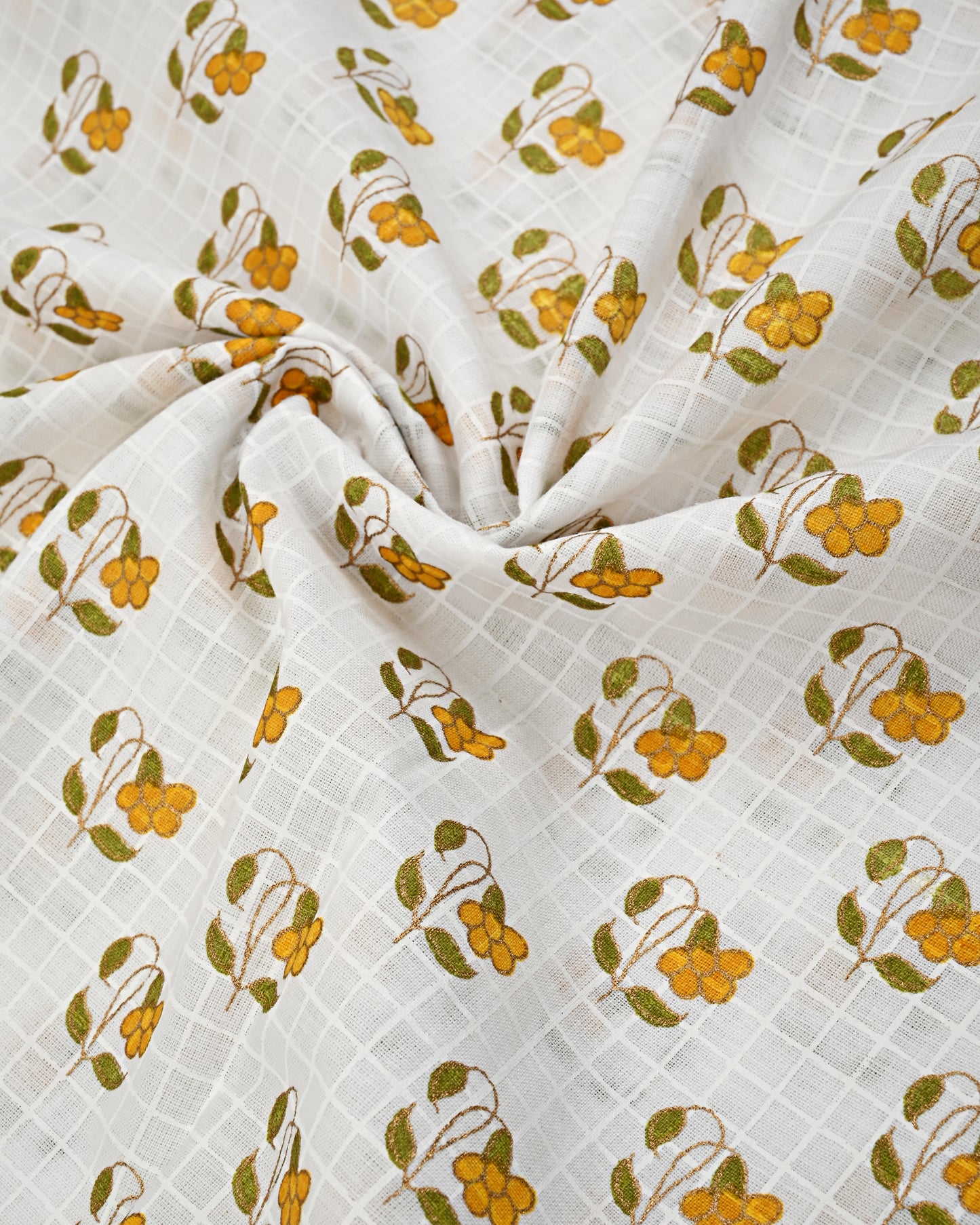 White Base Yellow Batik Rida With Smart Floral Batik Panel & Lace