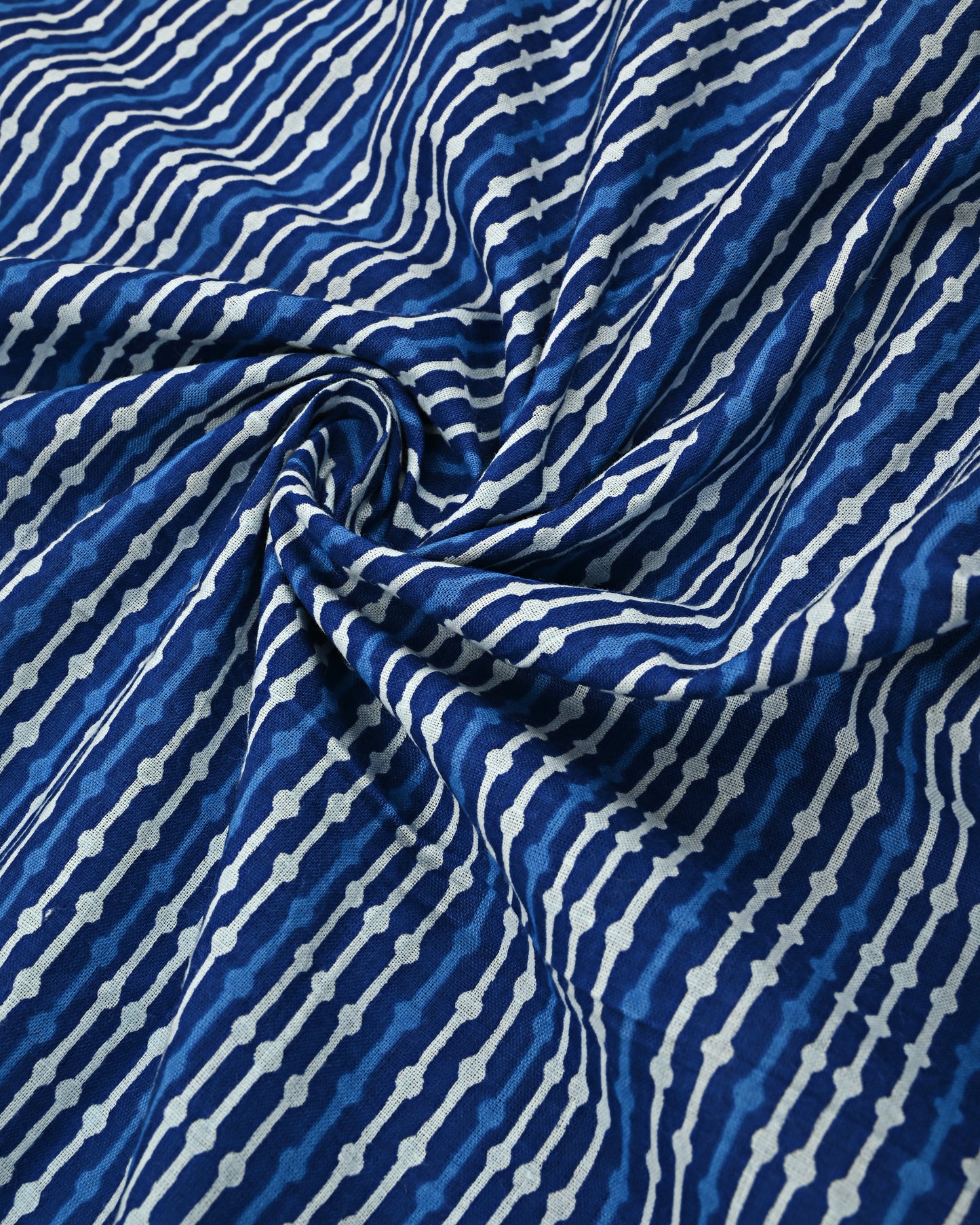 Dark Blue Batik Rida With Smart Floral Panel & White Lace