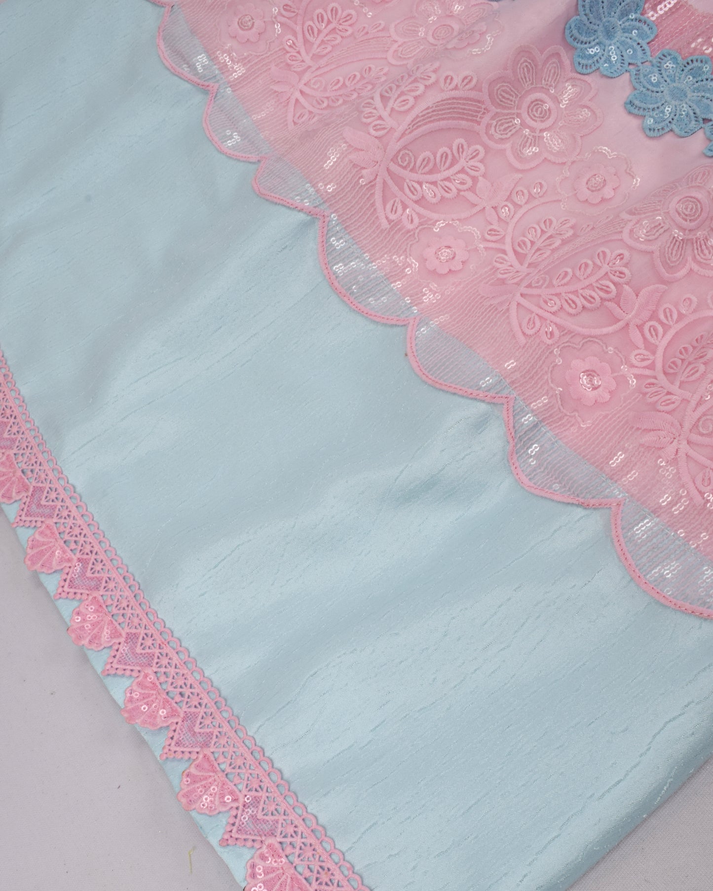 Baby Pink Rida With Sequence Lace & Smart Light Panel