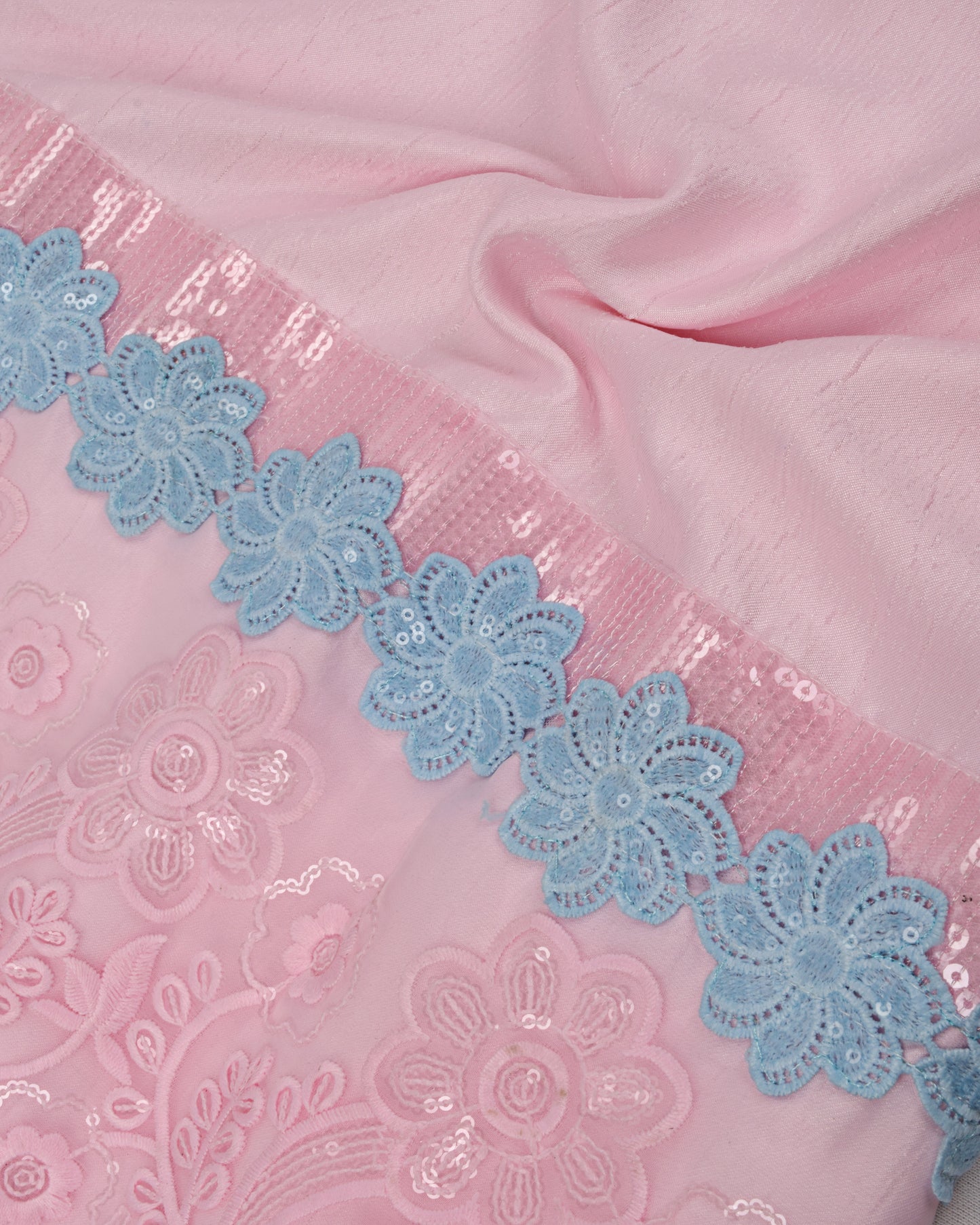 Baby Pink Rida With Sequence Lace & Smart Light Panel