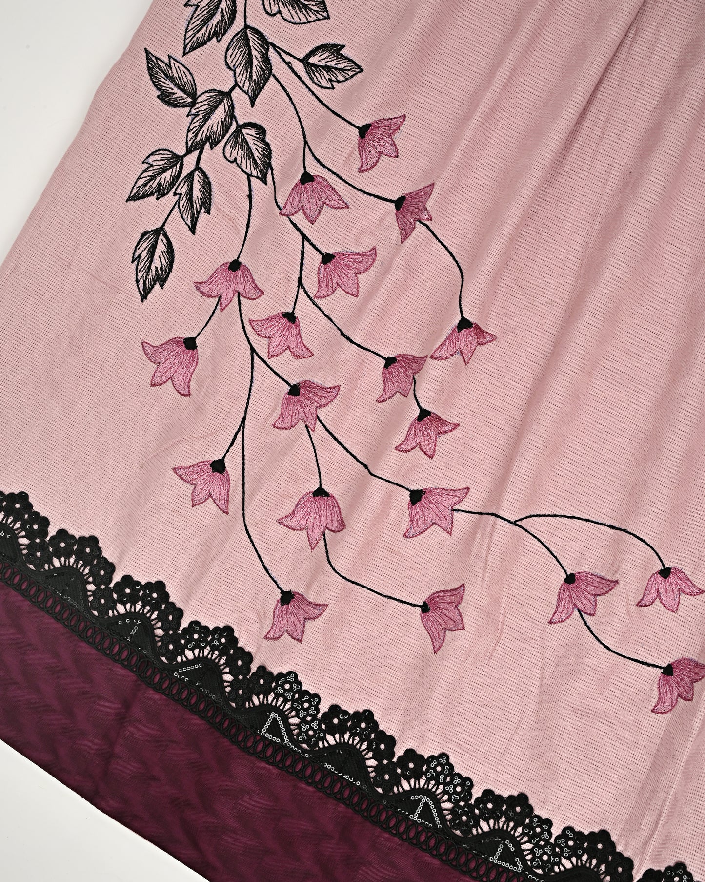Dusty Pink With Smart Machine Floral Embroidery & Smart Lace