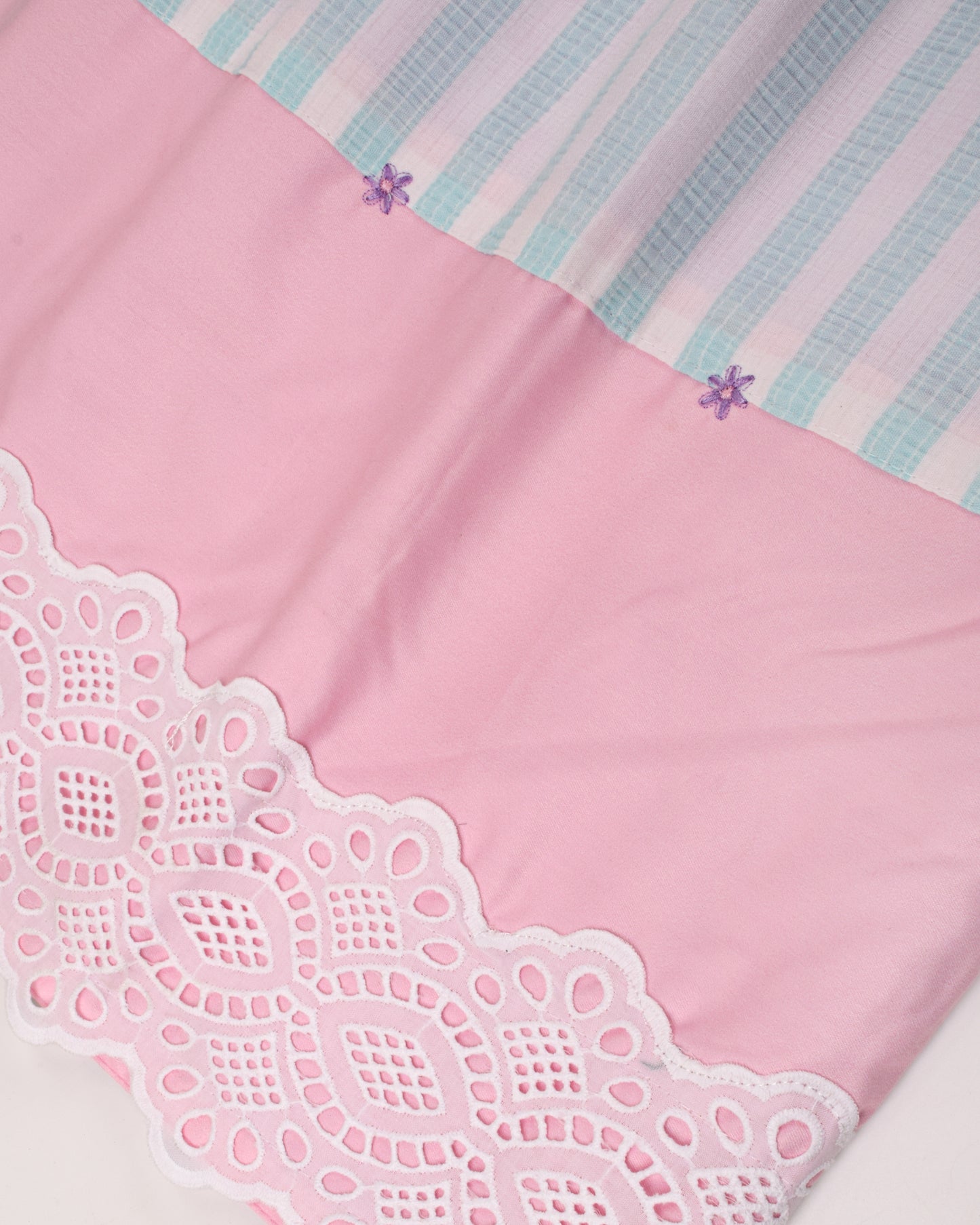 Lilac Marble Rida With Smart Panel Lace & Rose Applique Work