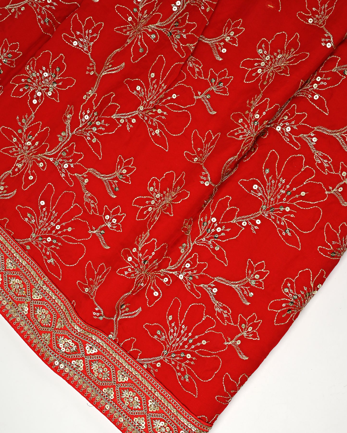 Blood Red RCJ With Full Embroidery Work & Golden Lacing