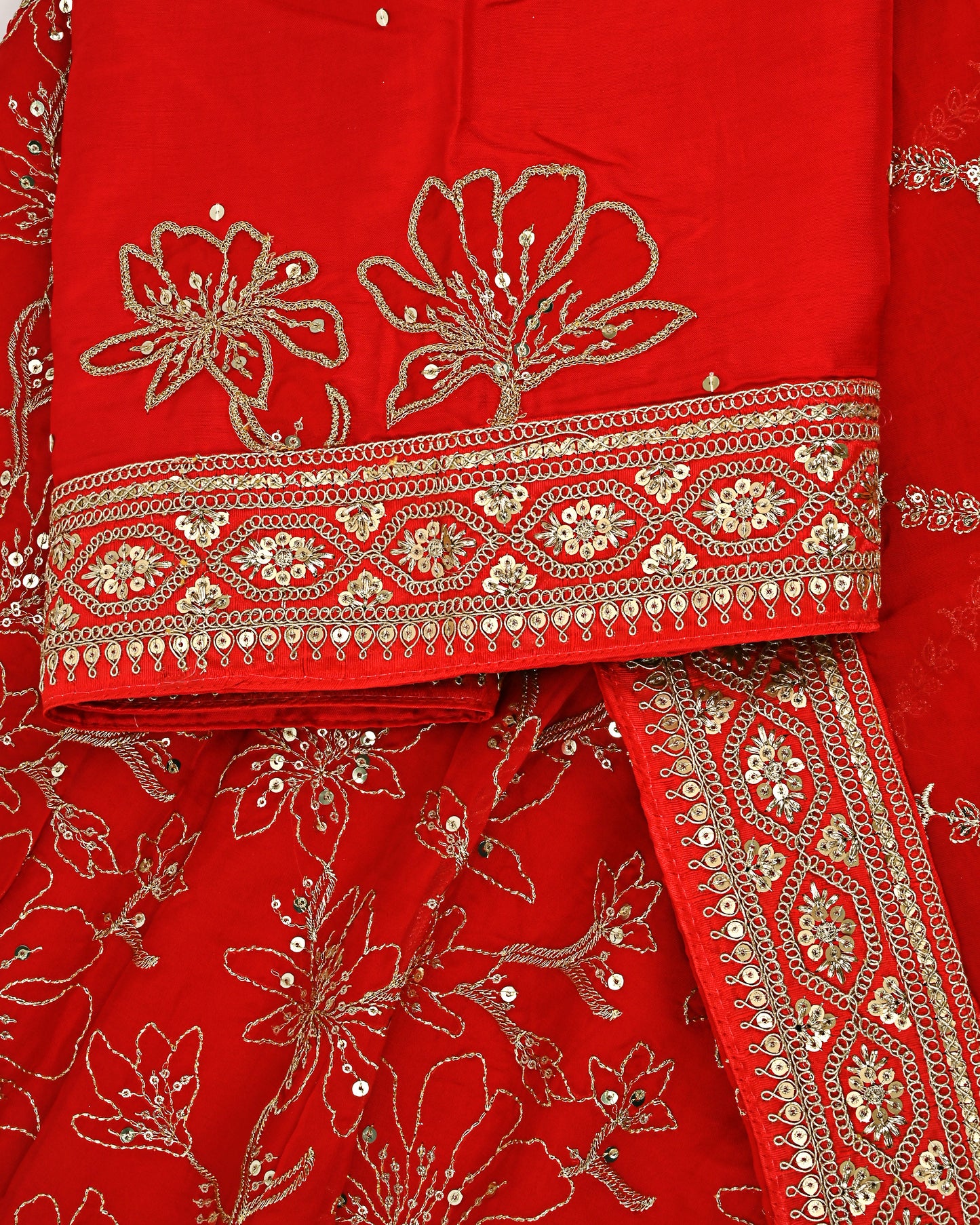Blood Red RCJ With Full Embroidery Work & Golden Lacing