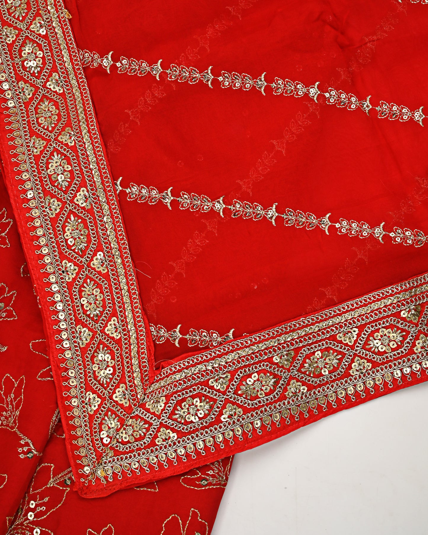 Blood Red RCJ With Full Embroidery Work & Golden Lacing
