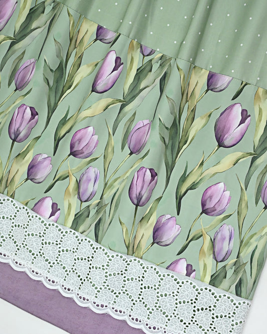 Pistachio Green Rida With Smart Tulip Printed Panel & Smart Lacing