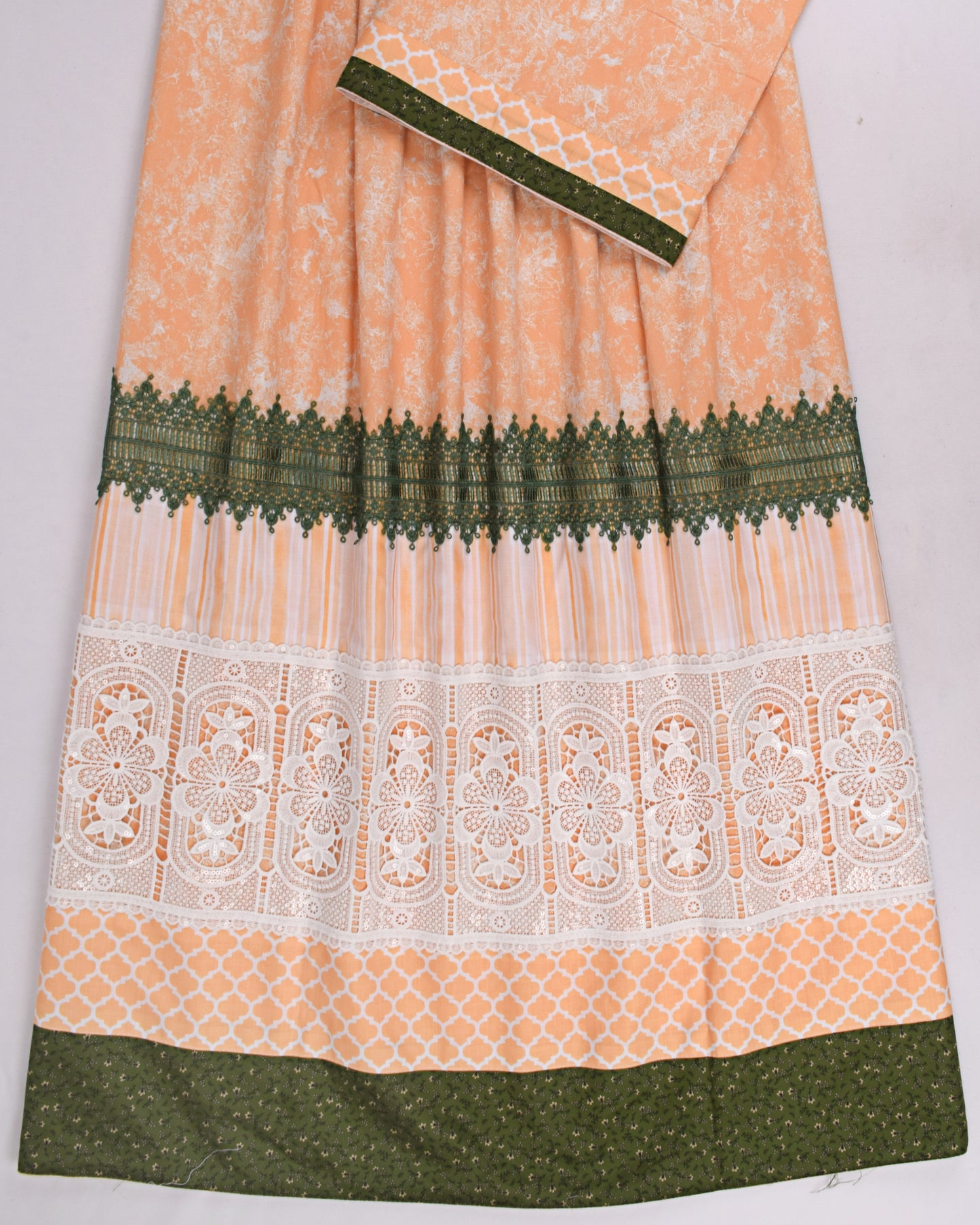 Peach Marble Rida With Smart Lace & Panel