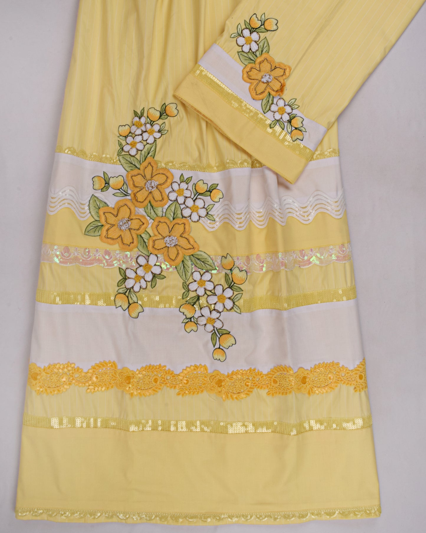 Mango Yellow Rida With Smart Panel Lace & Beautiful Floral Work