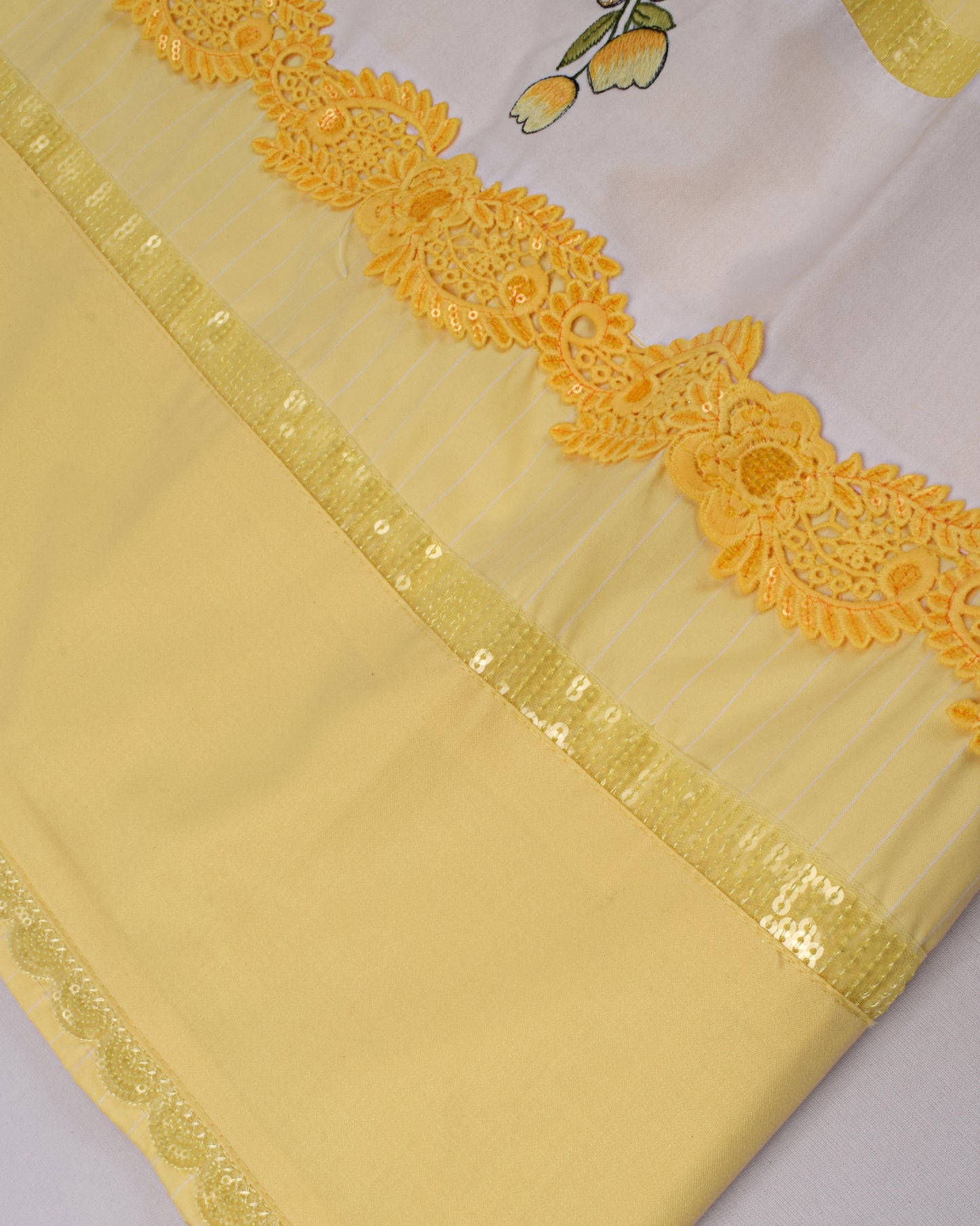 Mango Yellow Rida With Smart Panel Lace & Beautiful Floral Work