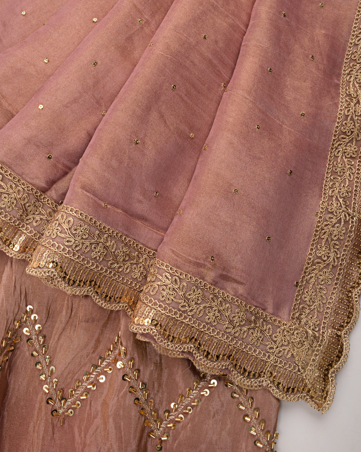 Rose Gold RCJ With Heavy Aari Work & Beautiful Duppatta