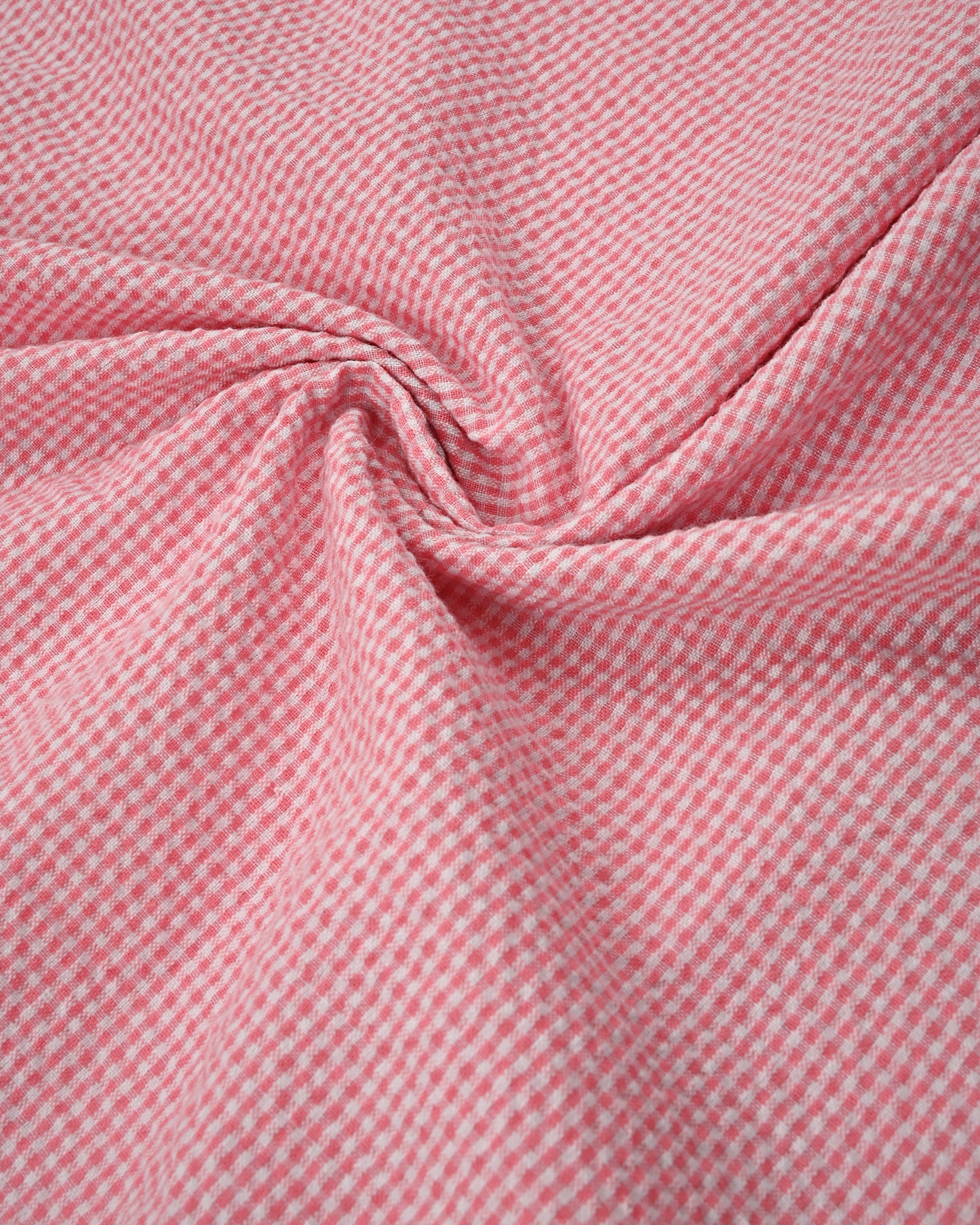 Baby Pink White Checks Popcorn Rida With Floral Lace Panel & Smart Floral All Over Work