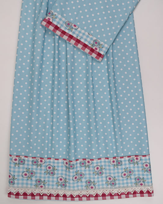 Light Blue Dots Rida With Smart Floral Panel